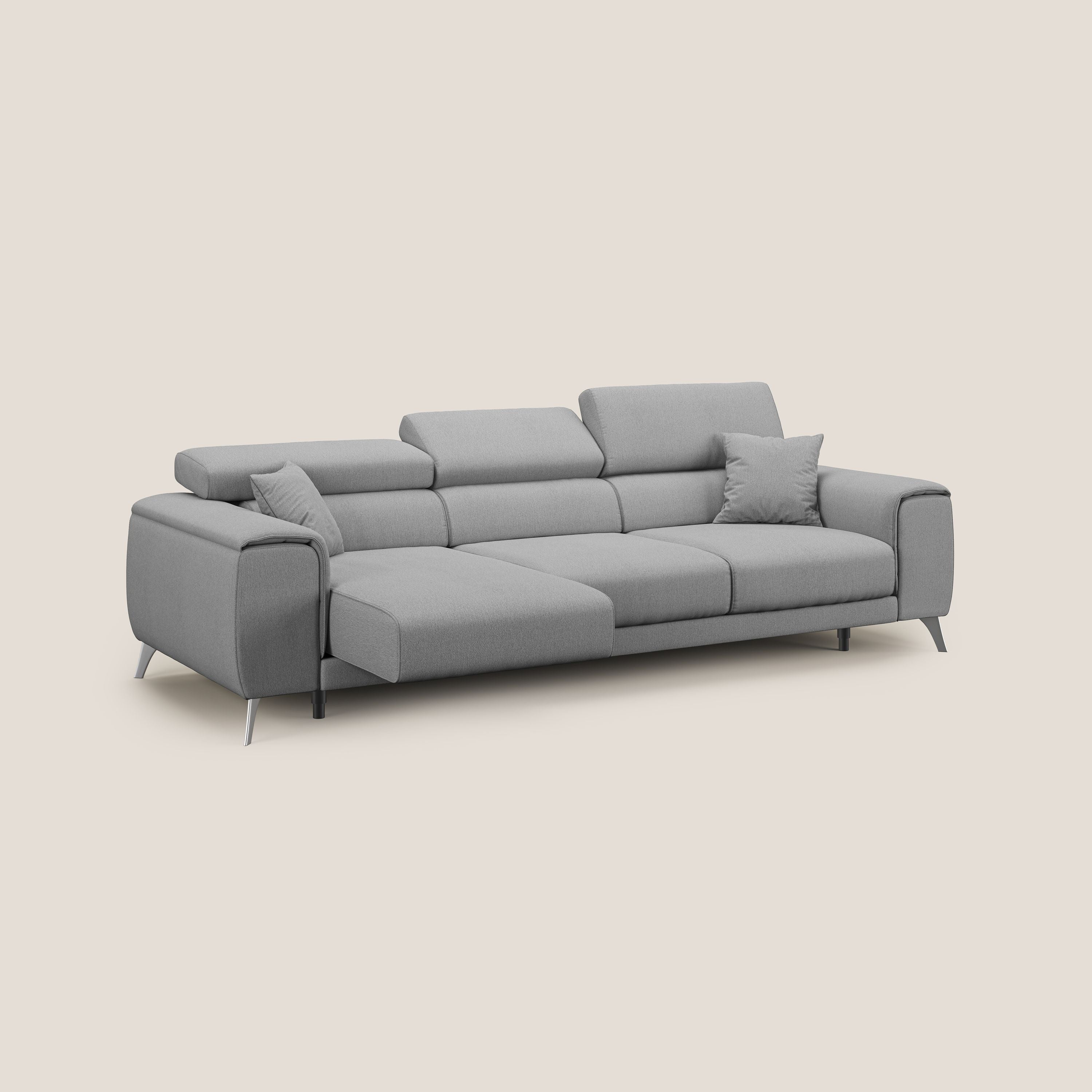 Fusion divano con 3 sedute allungabili in tessuto smacchiabile T05 grigio - divani.store