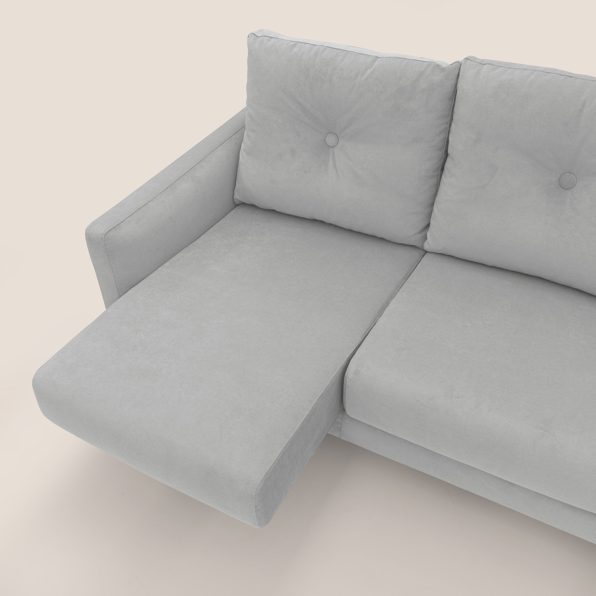 Matisse divano a 3 sedute allungabili e schienali in piuma d'oca in tessuto smacchiabile T17 grigio - divani.store