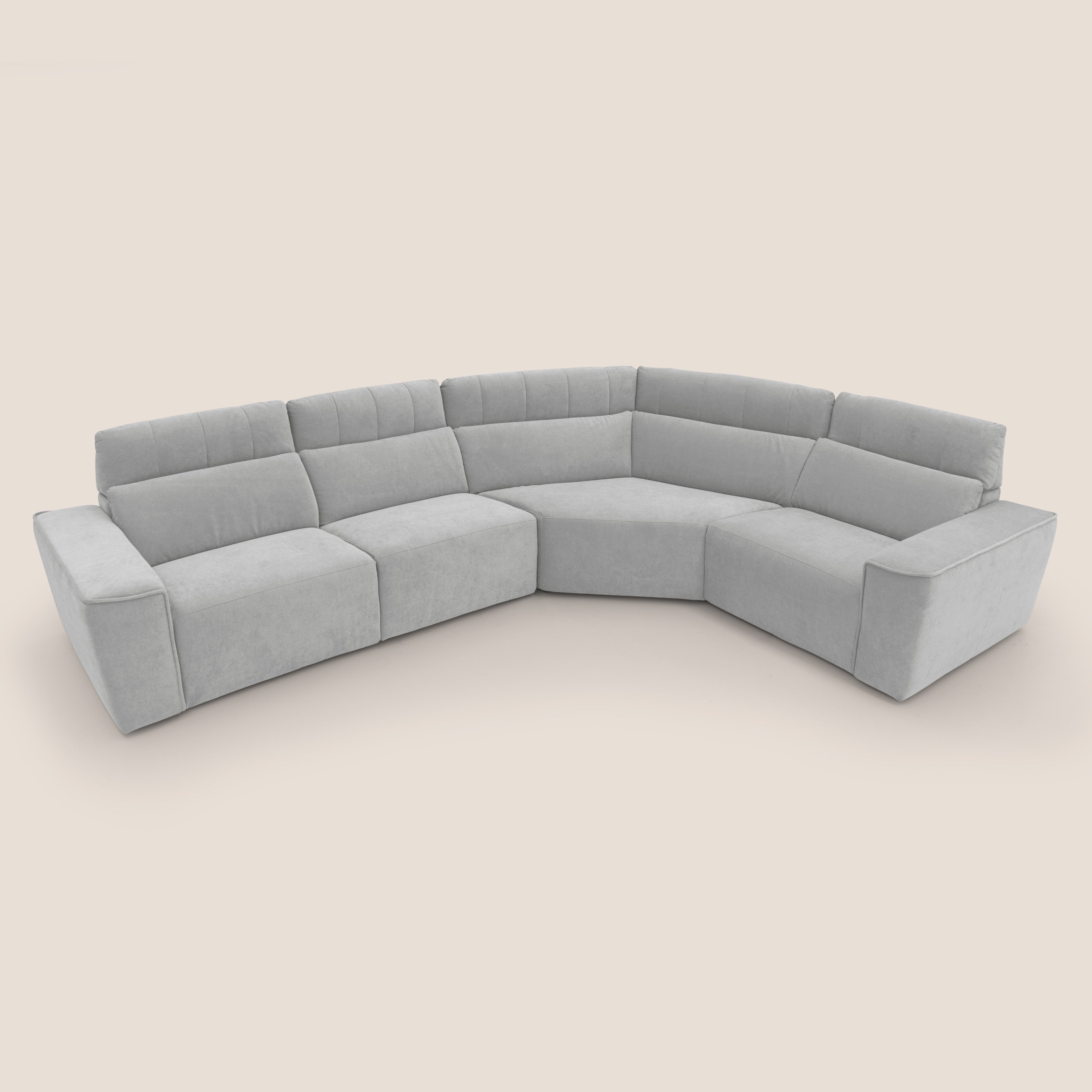 Clark Divano modulare angolare REVERSIBILE con opzione relax elettrico in tessuto smacchiabile impermeabile T17 grigio - divani.store