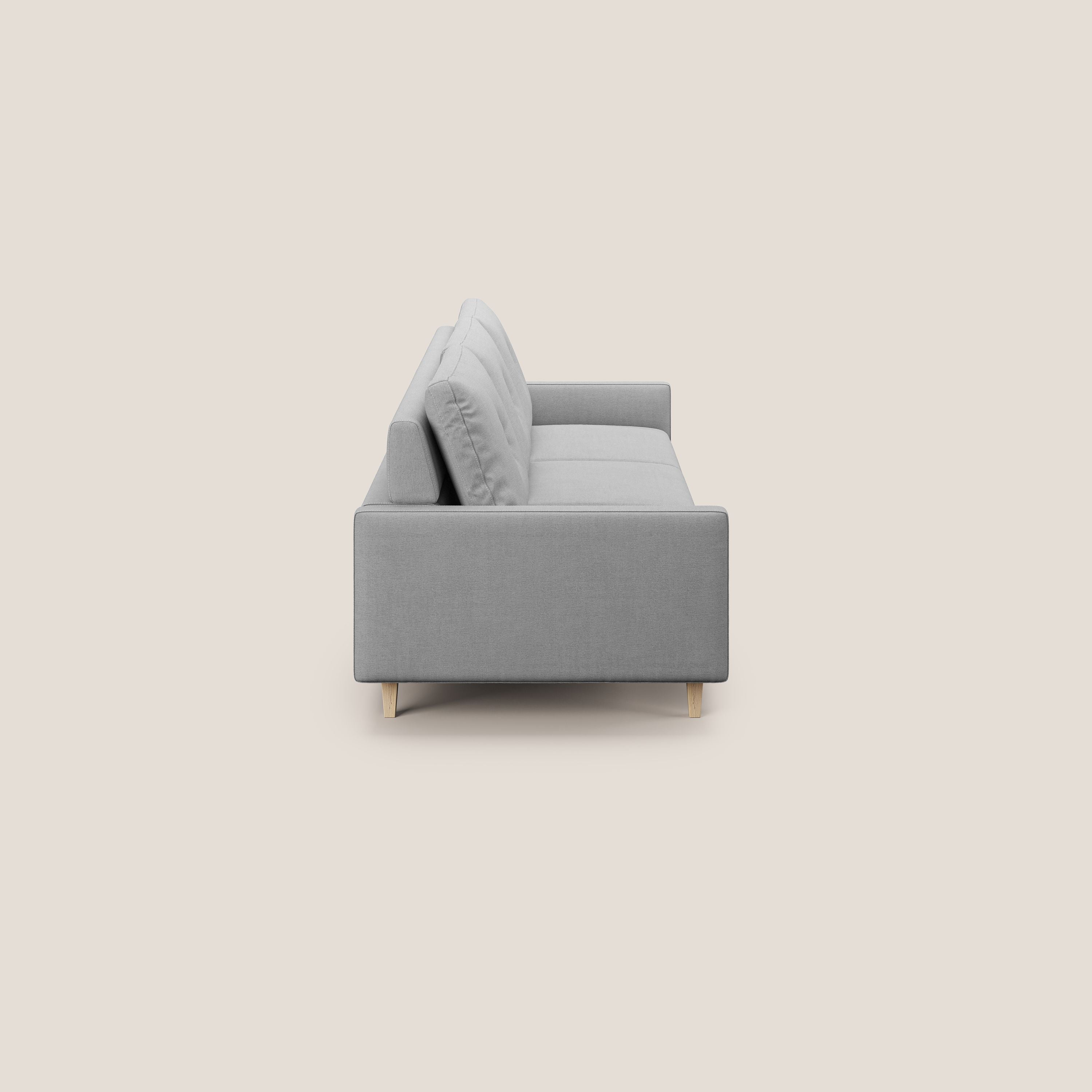 Matisse divano a 3 sedute allungabili e schienali in piuma d'oca in tessuto smacchiabile T17 grigio - divani.store