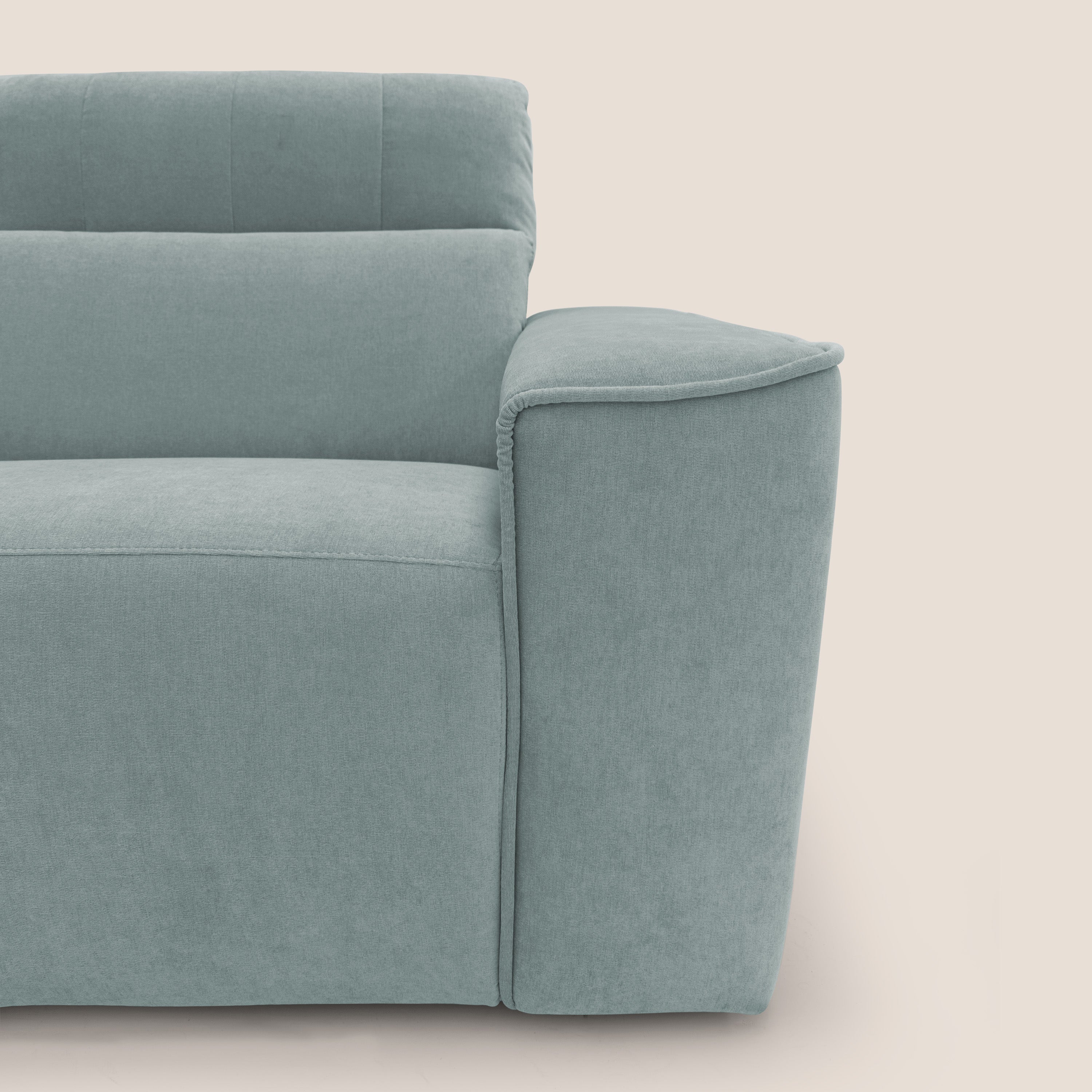 Clark Divano angolare con opzione relax elettrico in tessuto smacchiabile impermeabile T17 verde acqua - divani.store
