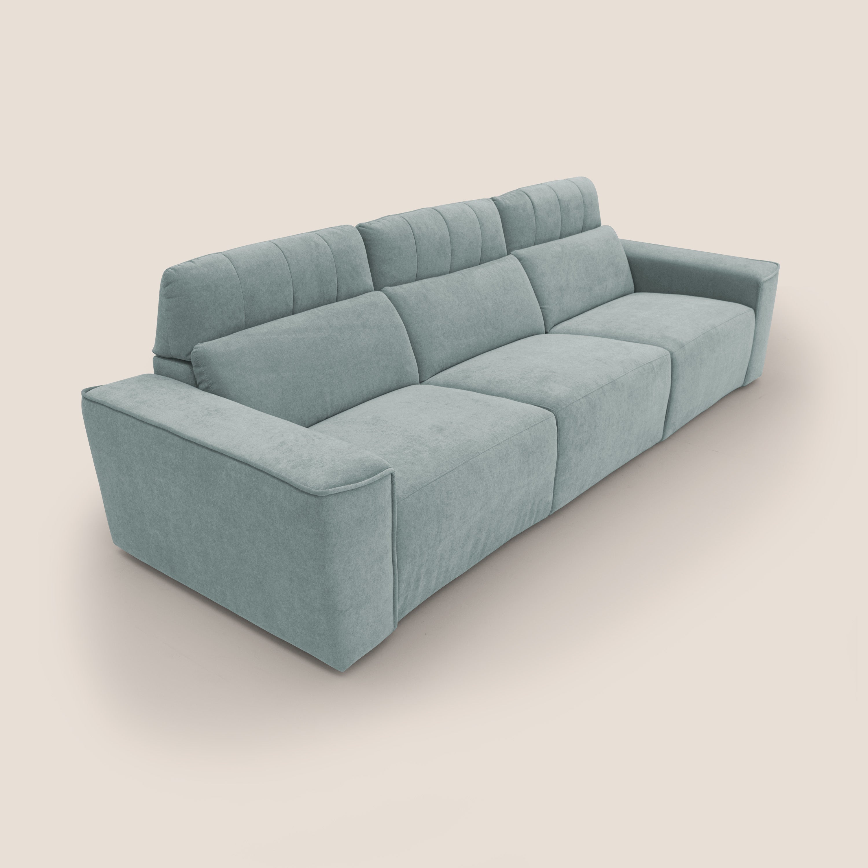Clark Divano modulare 3 sedute con opzione relax elettrico in tessuto smacchiabile impermeabile T17 verde acqua - divani.store
