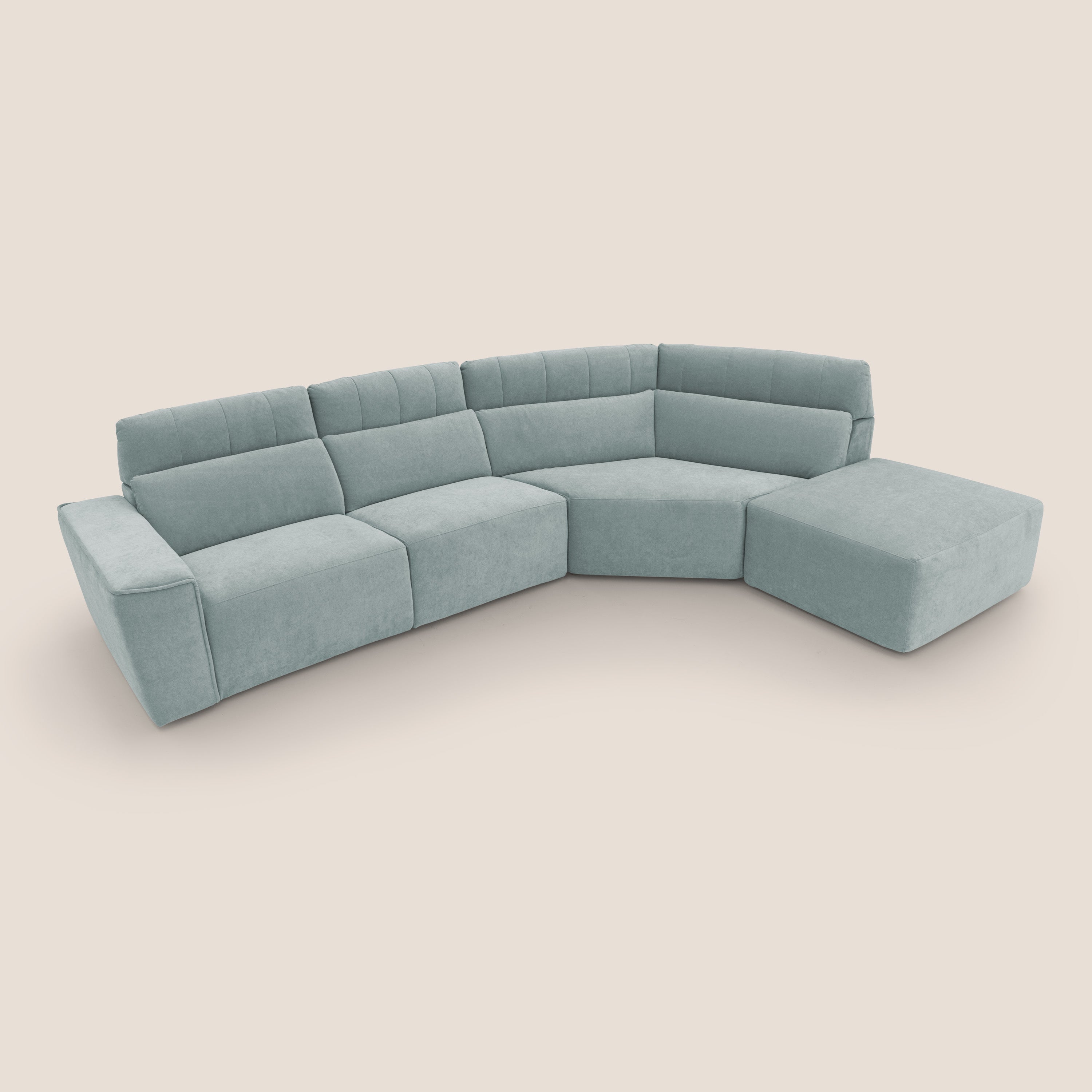 Clark Divano angolare con opzione relax elettrico in tessuto smacchiabile impermeabile T17 verde acqua - divani.store