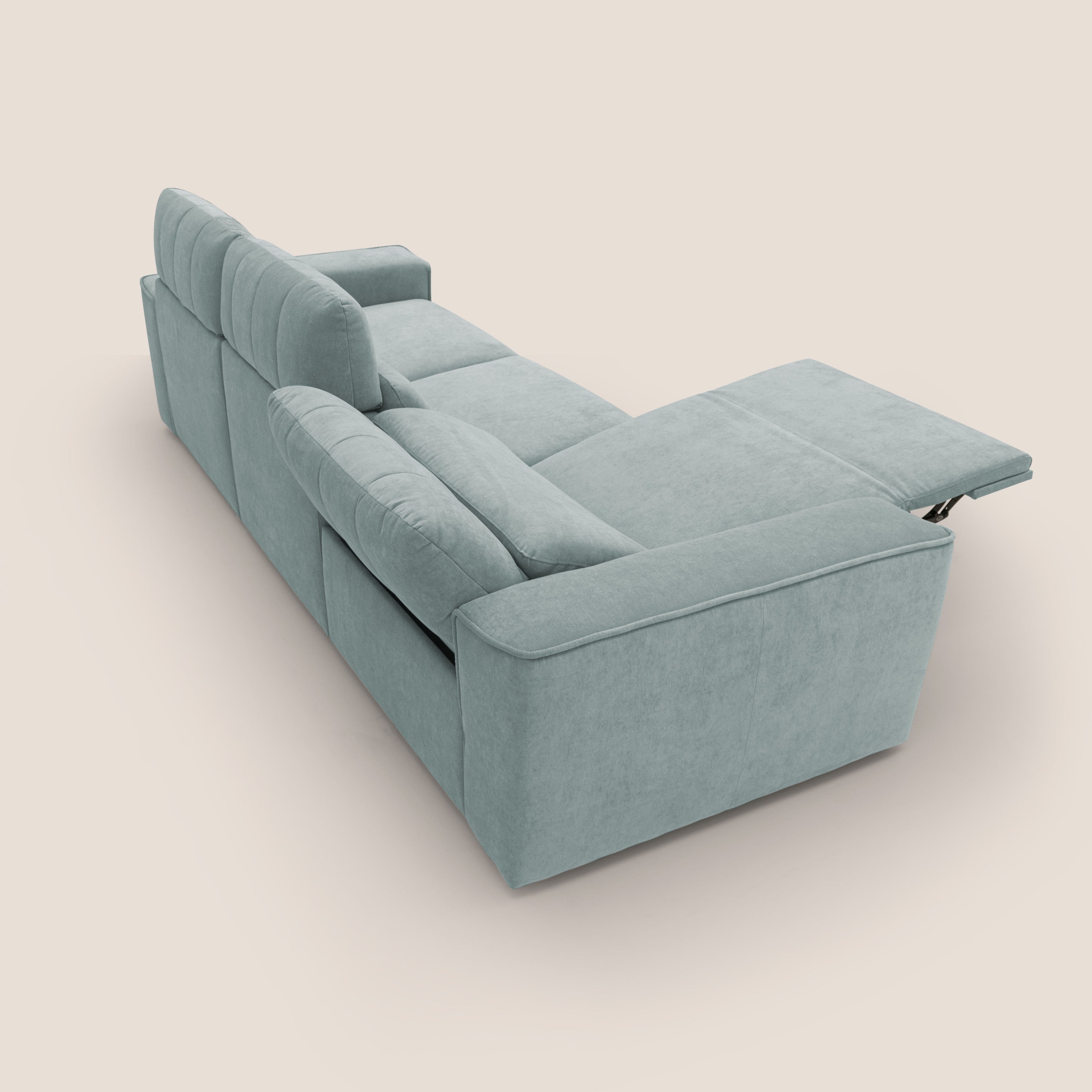 Clark Divano modulare 3 sedute con opzione relax elettrico in tessuto smacchiabile impermeabile T17 verde acqua - divani.store