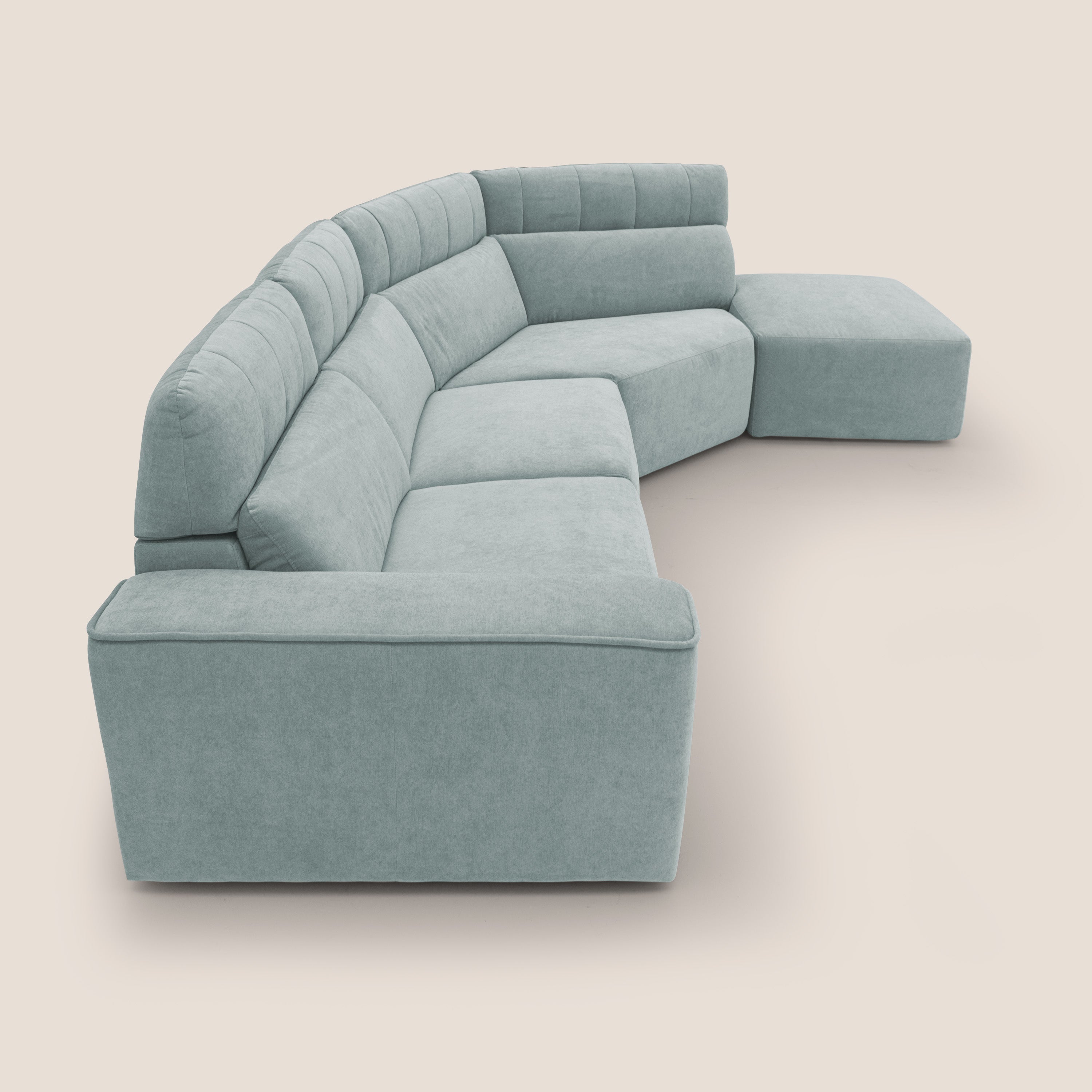 Clark Divano angolare con opzione relax elettrico in tessuto smacchiabile impermeabile T17 verde acqua - divani.store