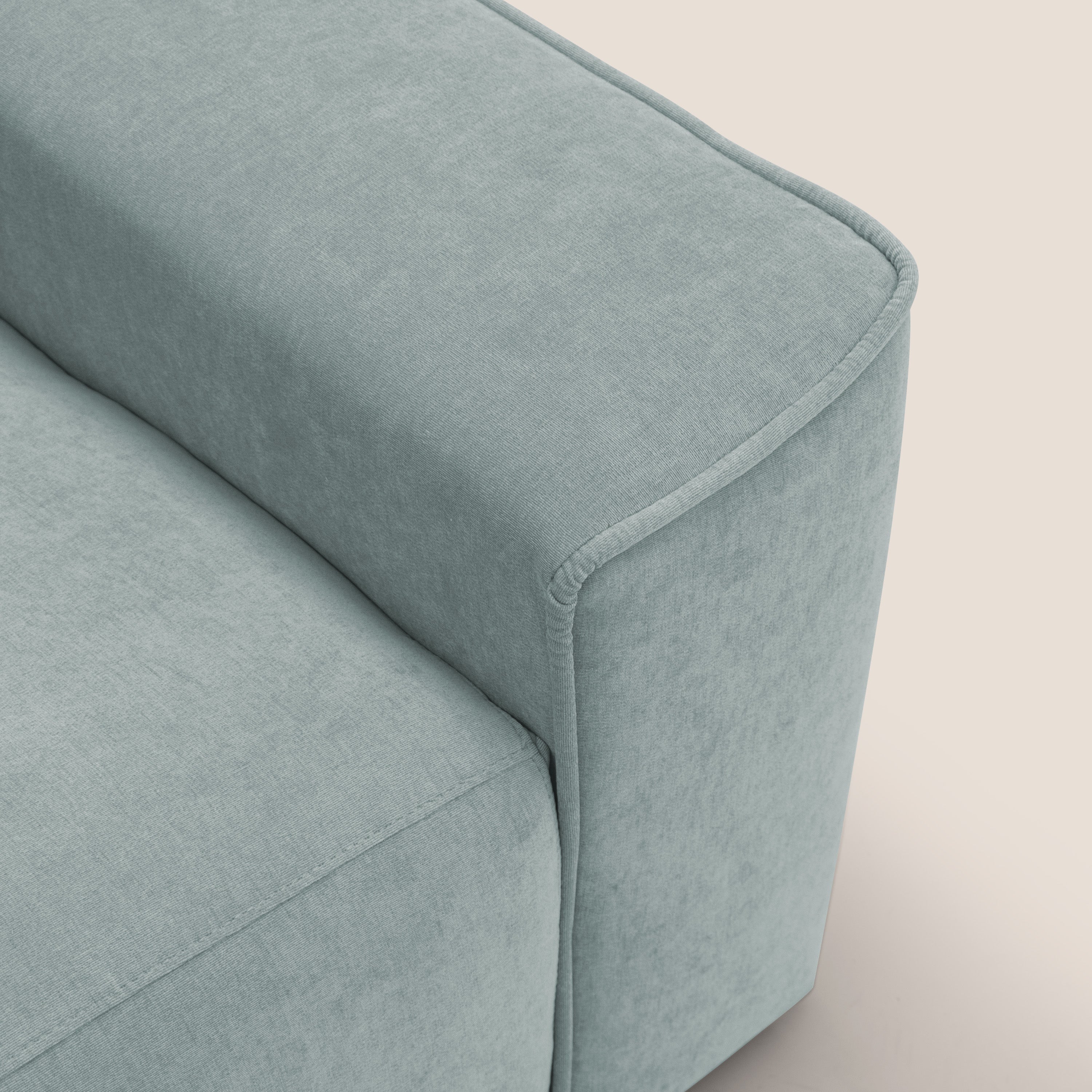 Clark Divano angolare con opzione relax elettrico in tessuto smacchiabile impermeabile T17 verde acqua - divani.store