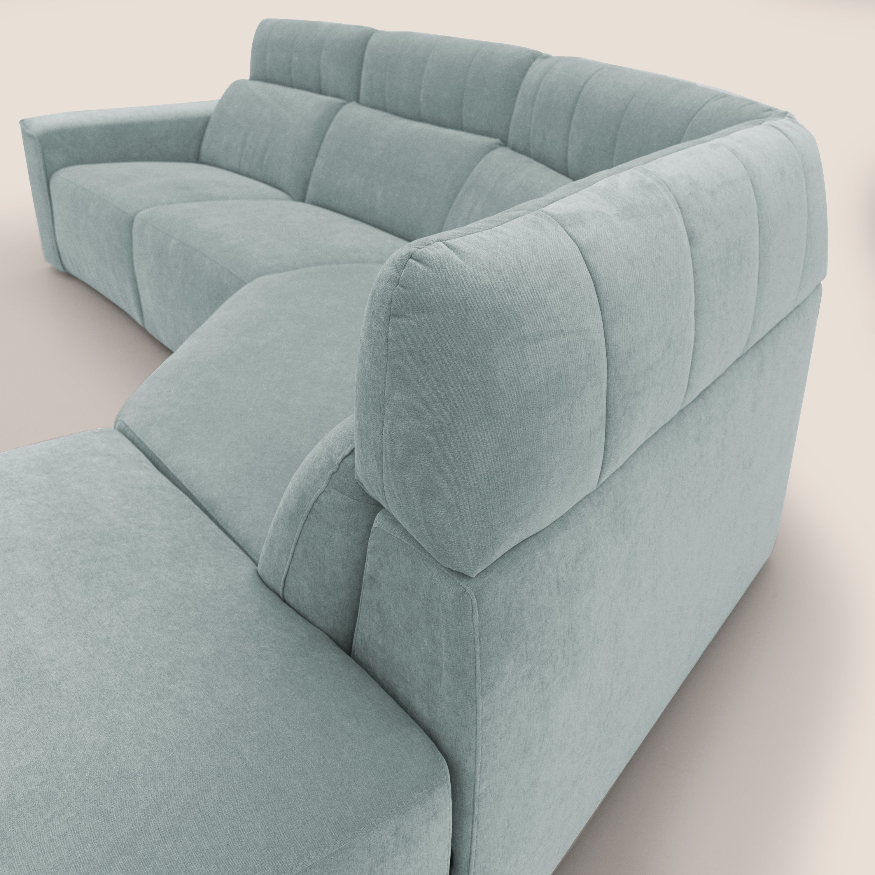 Clark Divano angolare con opzione relax elettrico in tessuto smacchiabile impermeabile T17 verde acqua - divani.store
