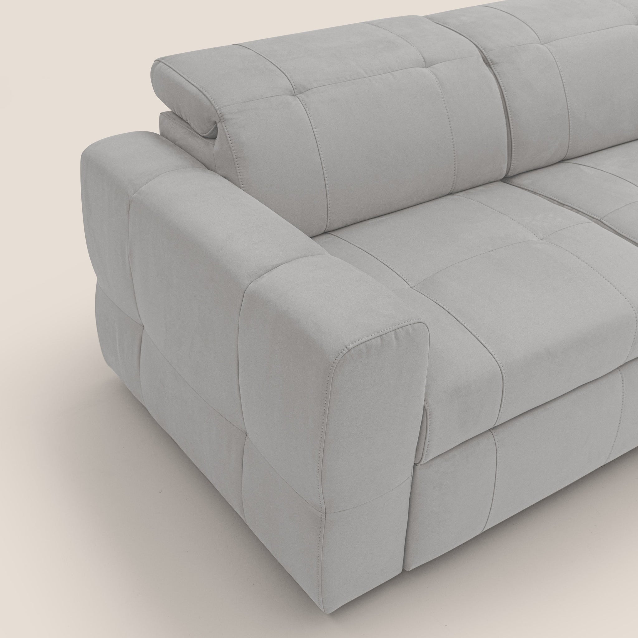 Kronos Canapé d'angle avec pouf extractible et coffre de rangement en microfibre imperméable T11