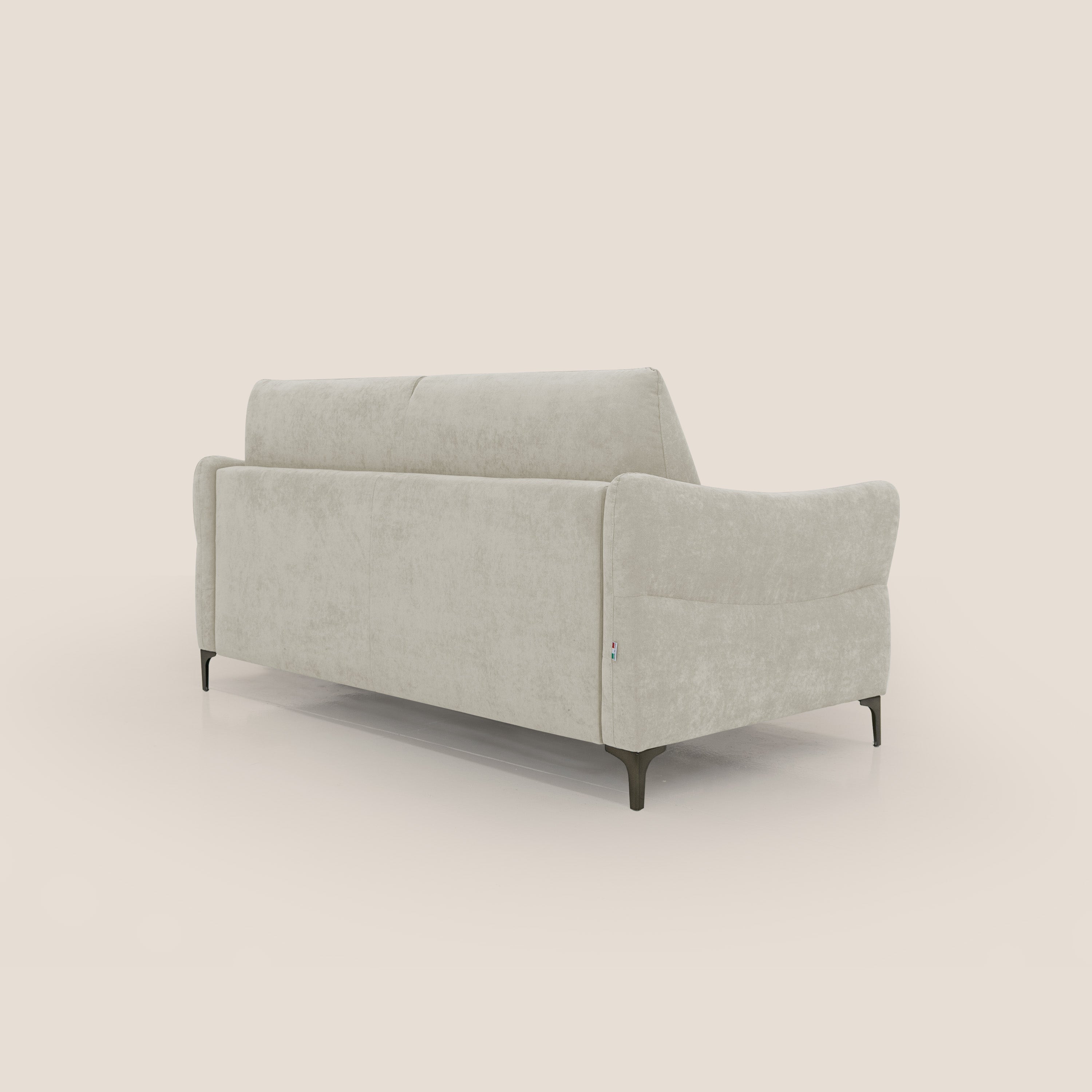 Dalia divano letto con materasso H18 cm e piedi alti in raffinato tessuto smacchiabile T17 panna - divani.store