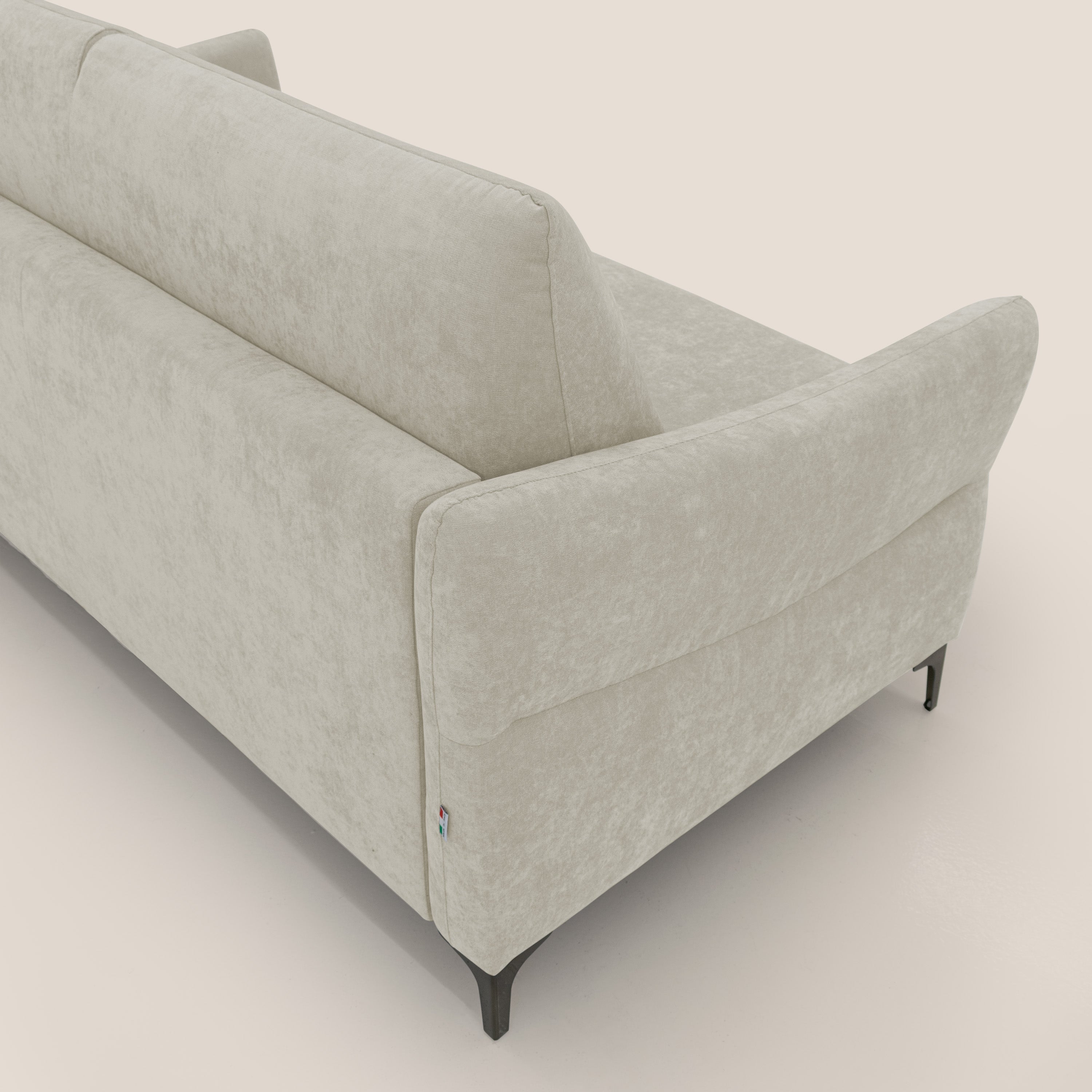 Dalia divano letto con materasso H18 cm e piedi alti in raffinato tessuto smacchiabile T17 panna - divani.store