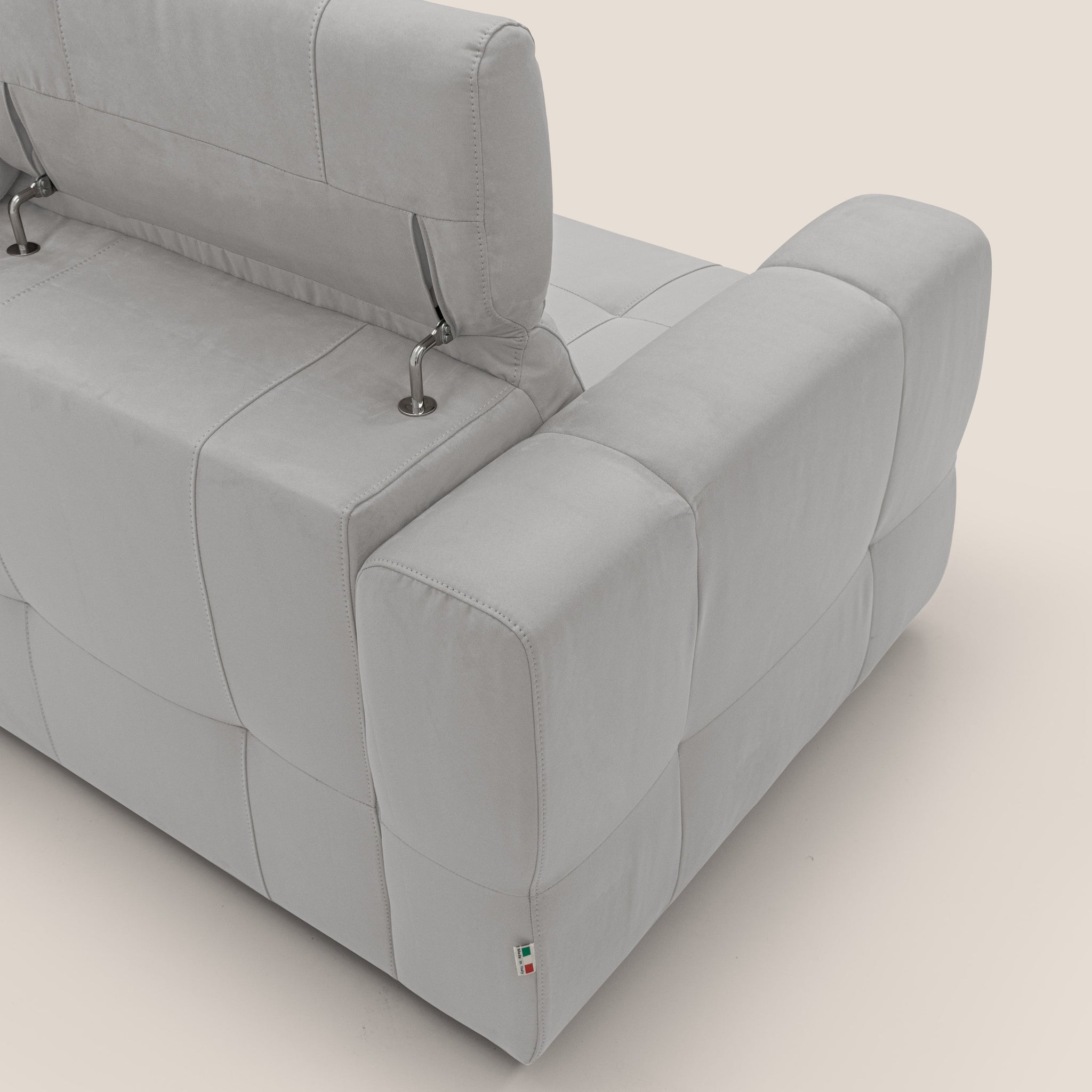 Kronos Canapé d'angle avec pouf extractible et coffre de rangement en microfibre imperméable T11