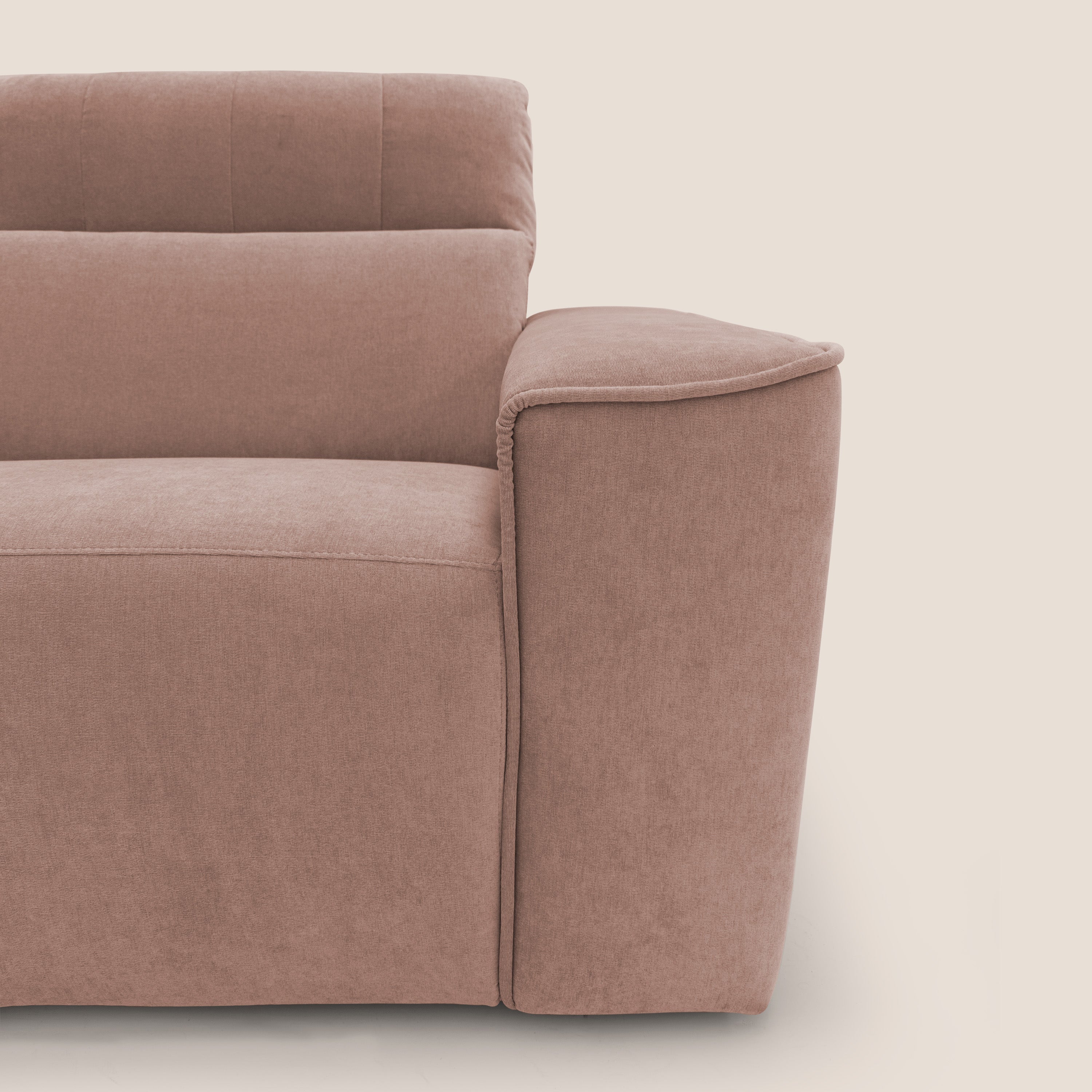 Clark Divano modulare 3 sedute con opzione relax elettrico in tessuto smacchiabile impermeabile T17 rosa - divani.store