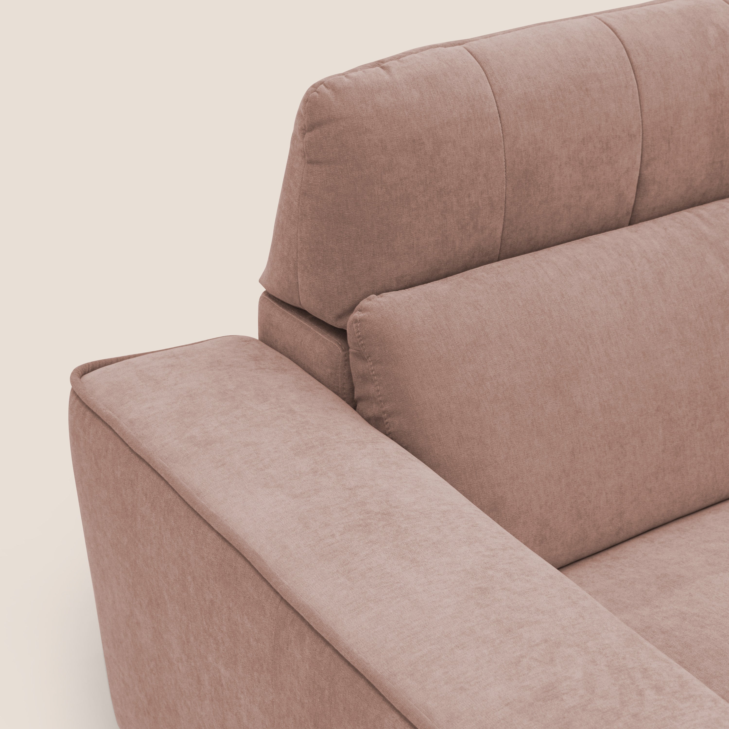 Clark Divano modulare 3 sedute con opzione relax elettrico in tessuto smacchiabile impermeabile T17 rosa - divani.store