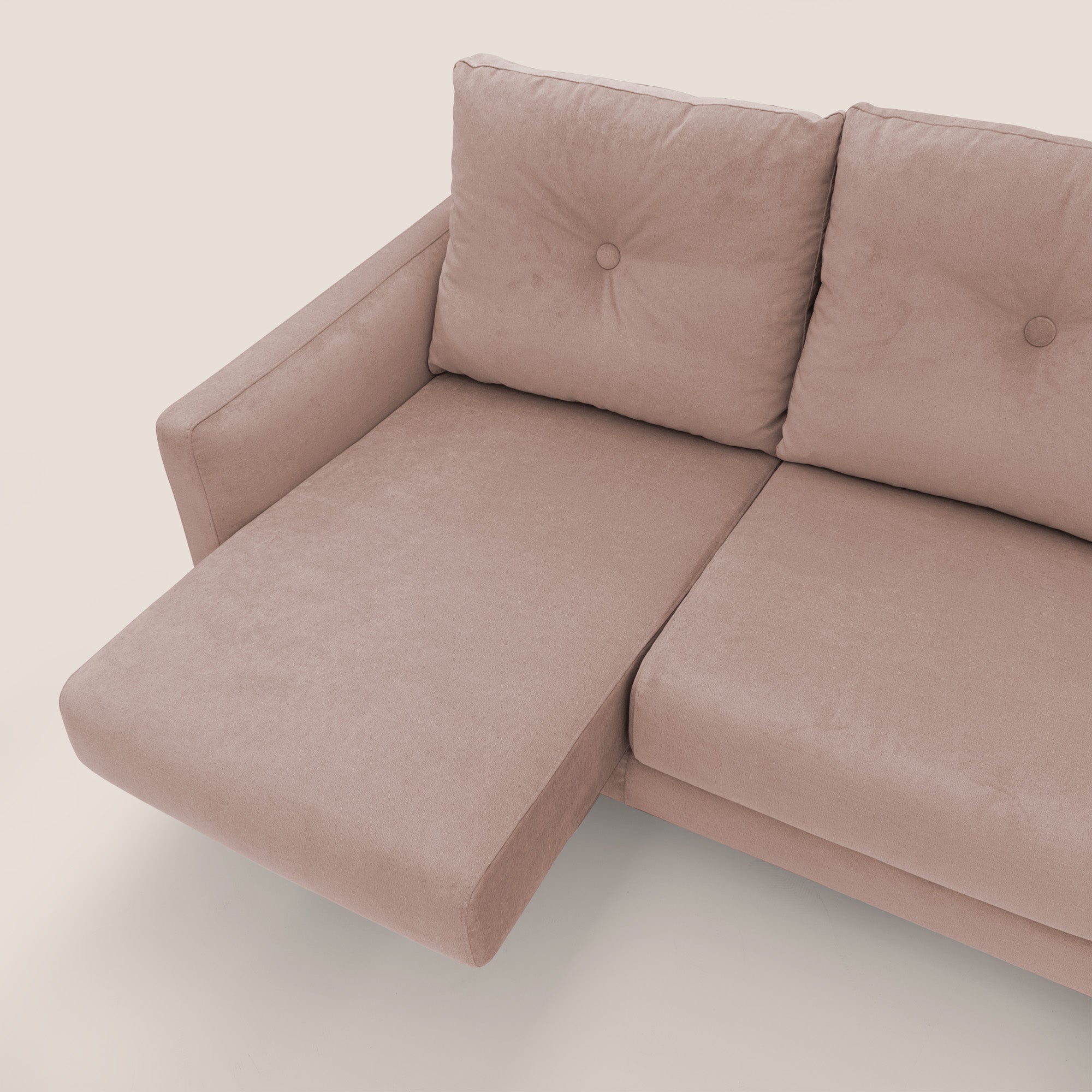 Matisse divano a 3 sedute allungabili e schienali in piuma d'oca in tessuto smacchiabile T17 rosa - divani.store