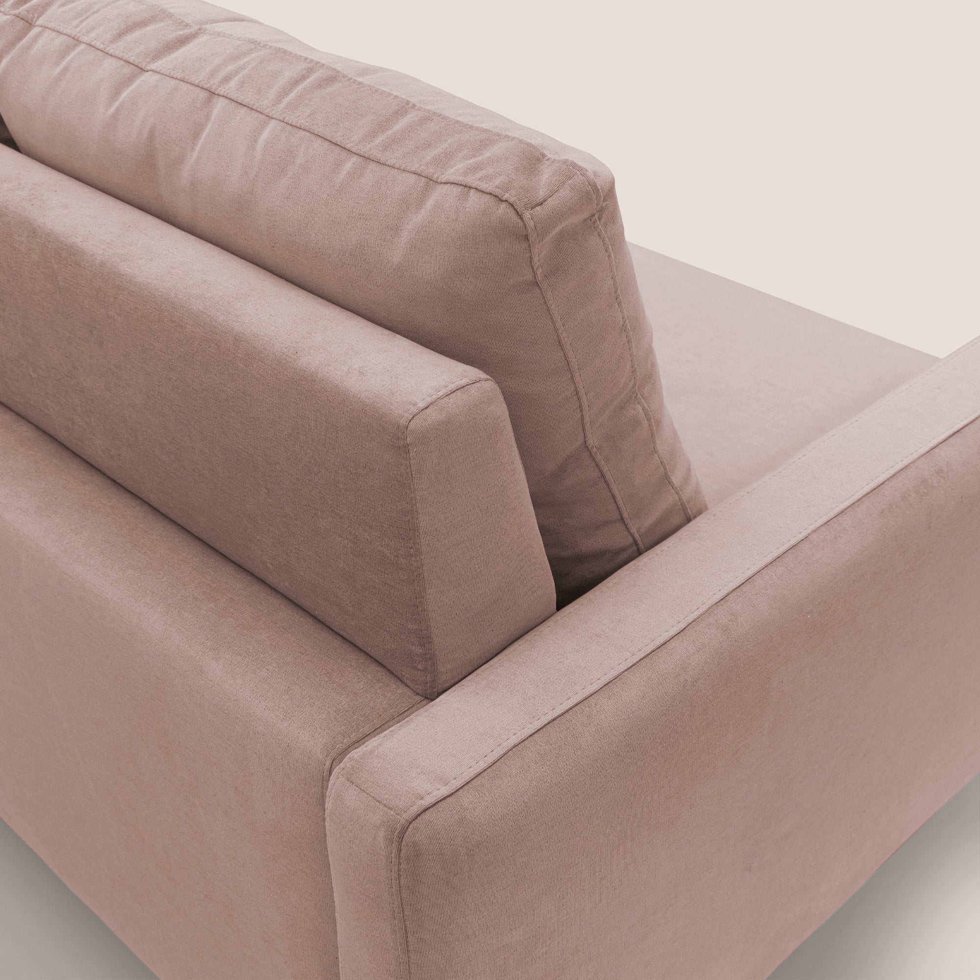 Matisse divano a 3 sedute allungabili e schienali in piuma d'oca in tessuto smacchiabile T17 rosa - divani.store