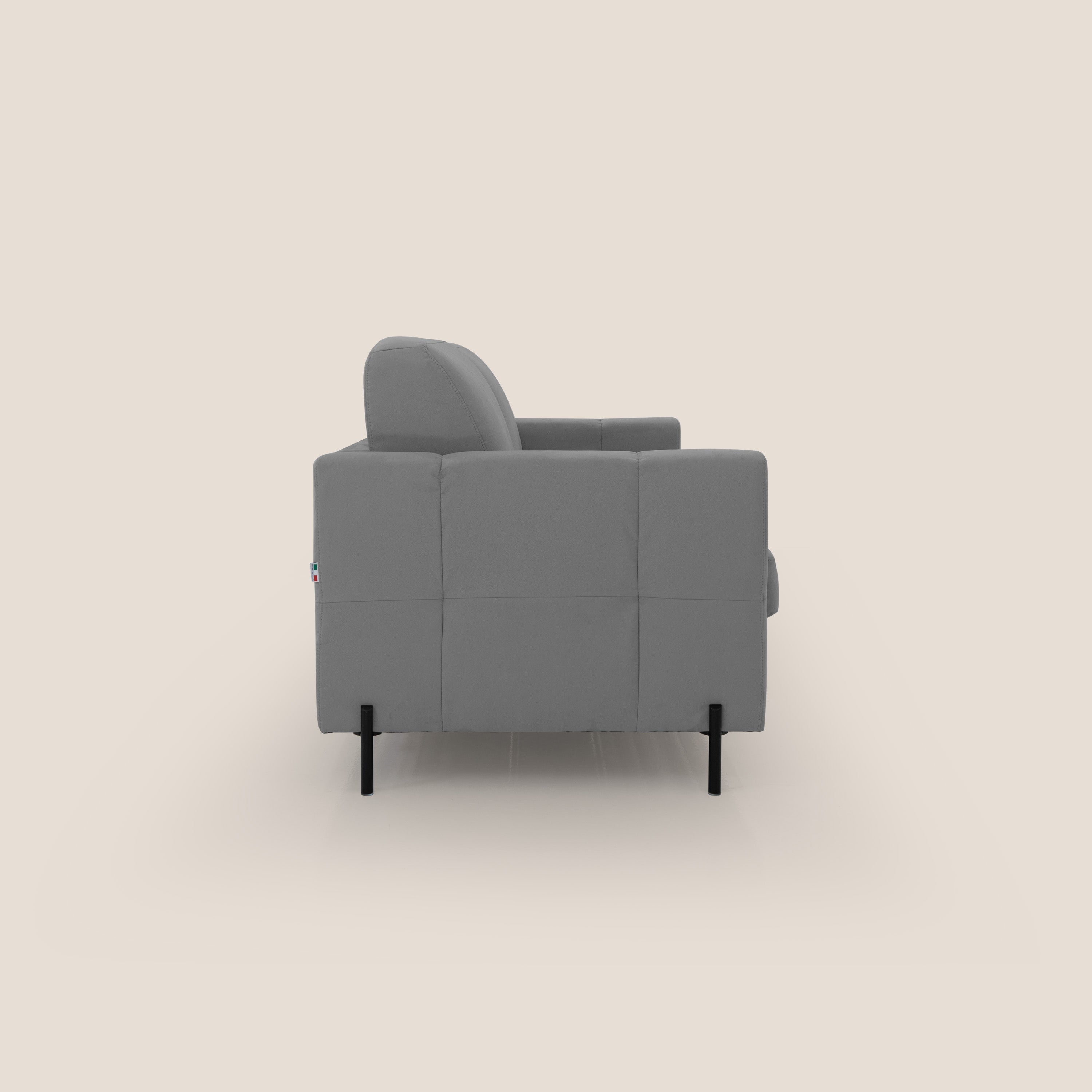 Ortensia divano letto materasso H18 cm con piedi alti in elegante microfibra smacchiabile T11 grigio - divani.store
