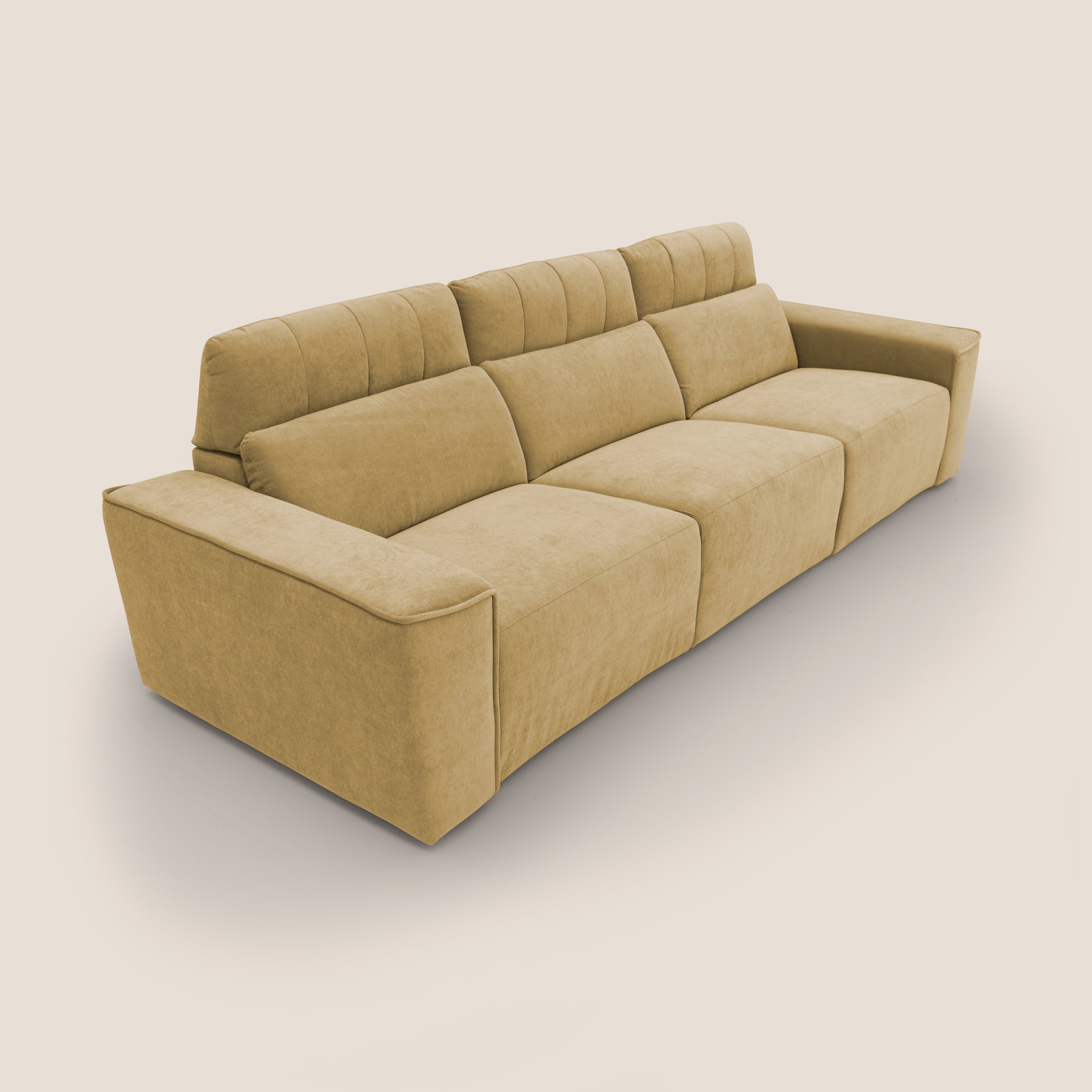 Clark Divano modulare 3 sedute con opzione relax elettrico in tessuto smacchiabile impermeabile T17 giallo - divani.store