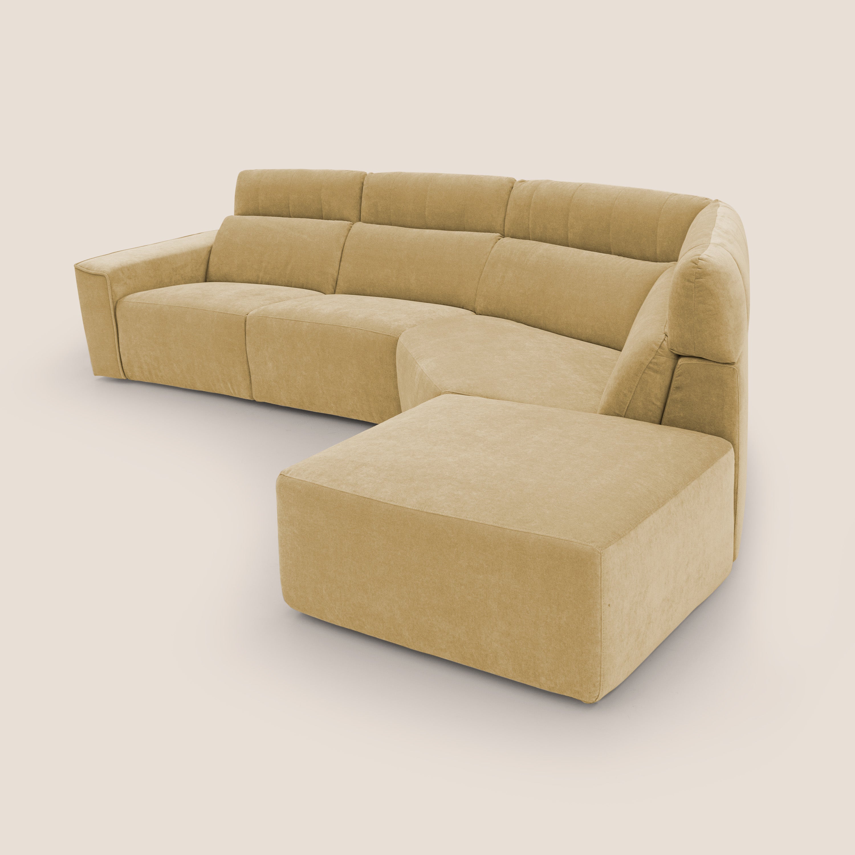 Clark Divano angolare con opzione relax elettrico in tessuto smacchiabile impermeabile T17 giallo - divani.store