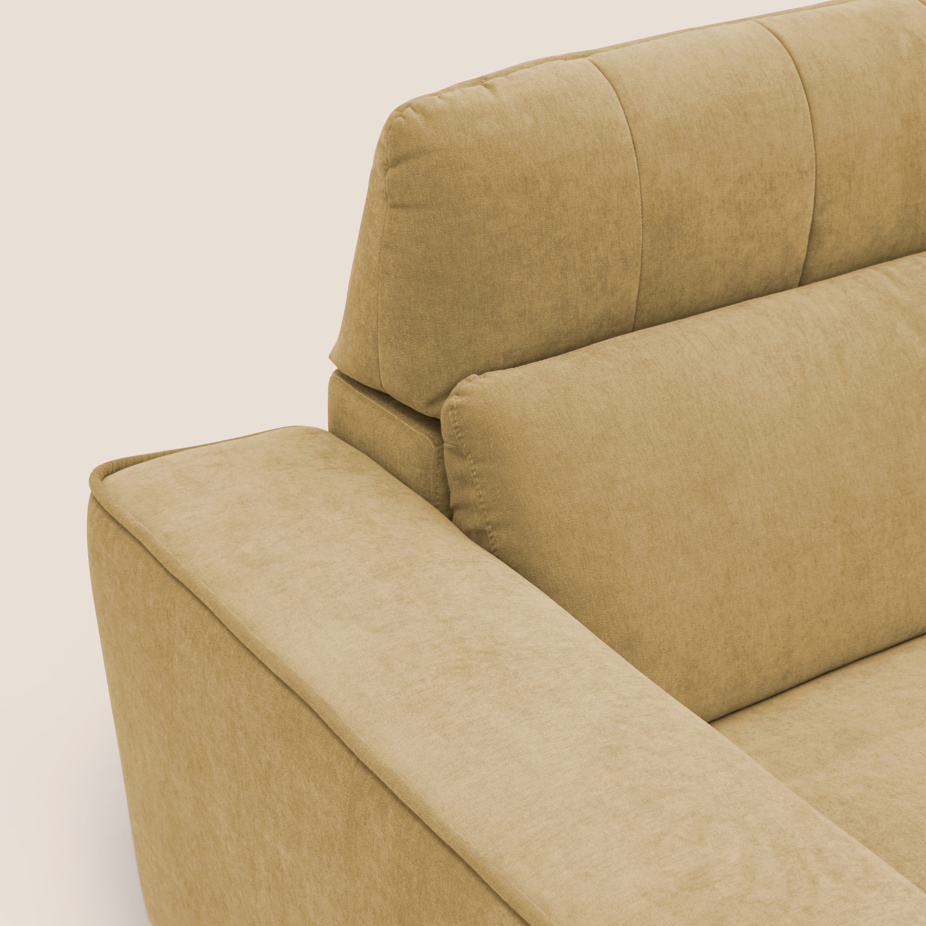 Clark Divano modulare 3 sedute con opzione relax elettrico in tessuto smacchiabile impermeabile T17 giallo - divani.store
