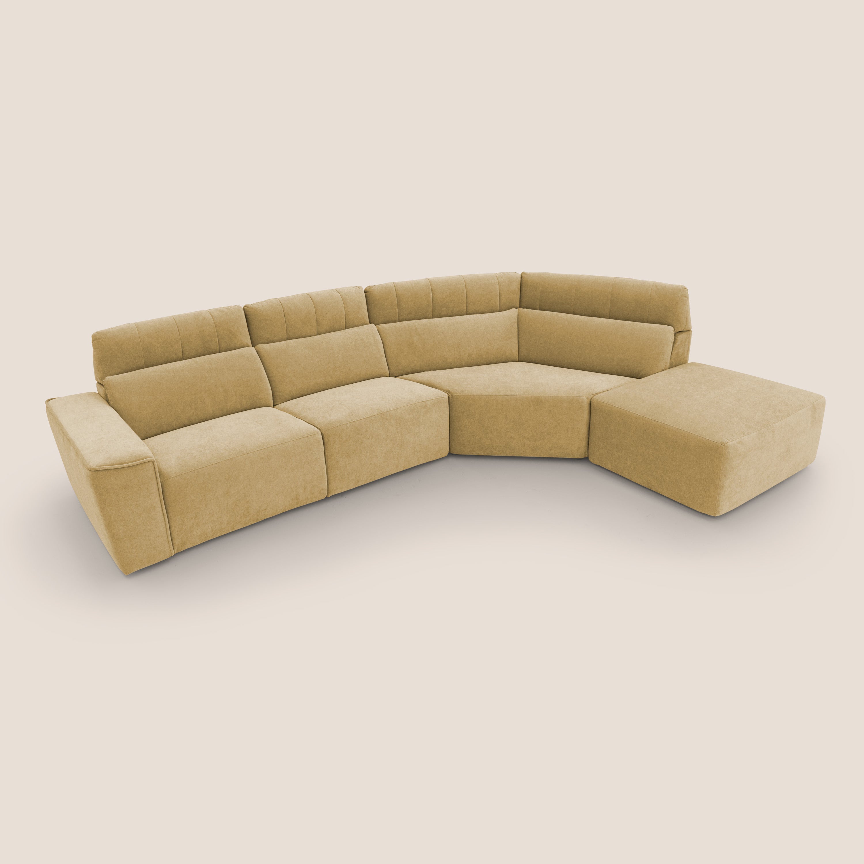 Clark Divano angolare con opzione relax elettrico in tessuto smacchiabile impermeabile T17 giallo - divani.store