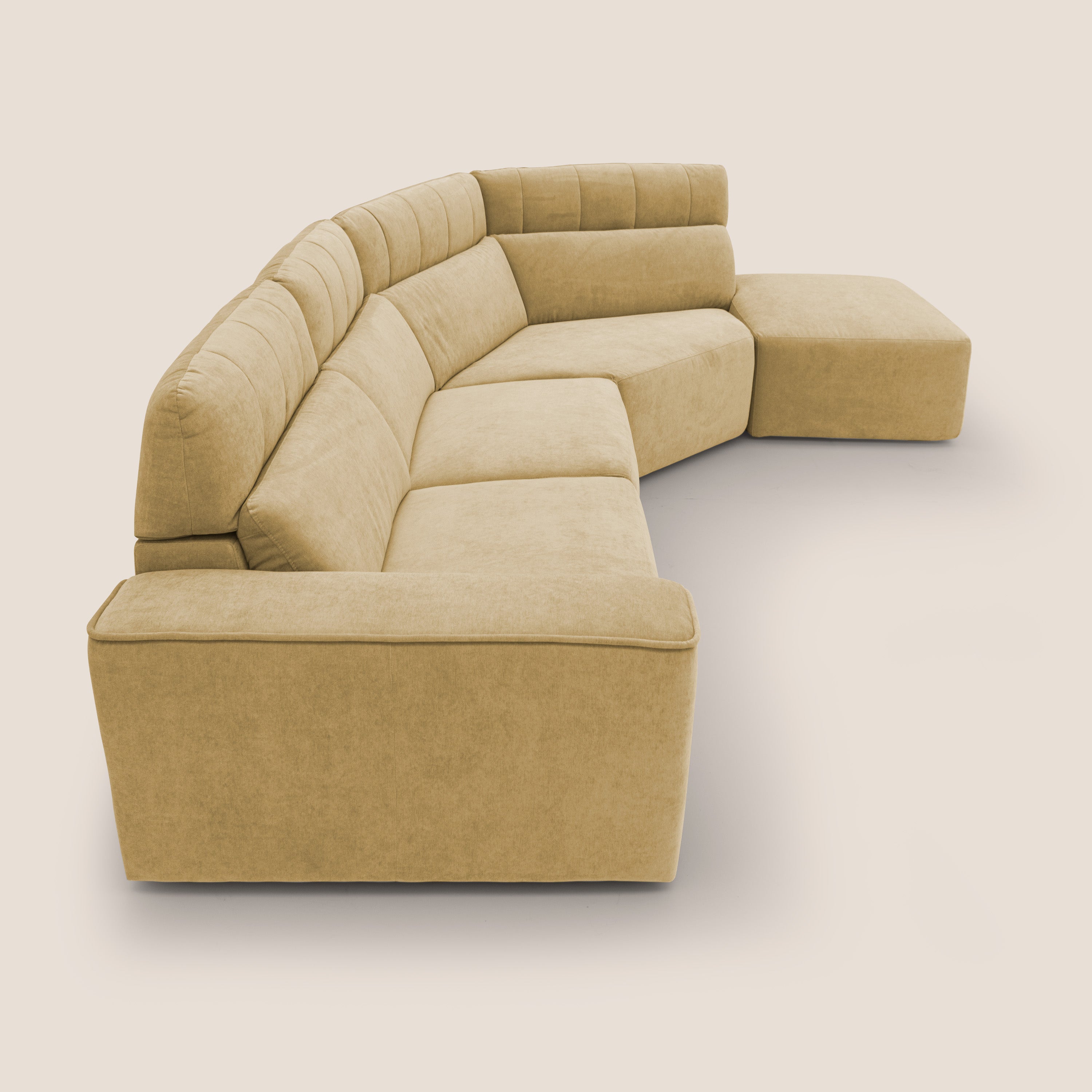 Clark Divano angolare con opzione relax elettrico in tessuto smacchiabile impermeabile T17 giallo - divani.store