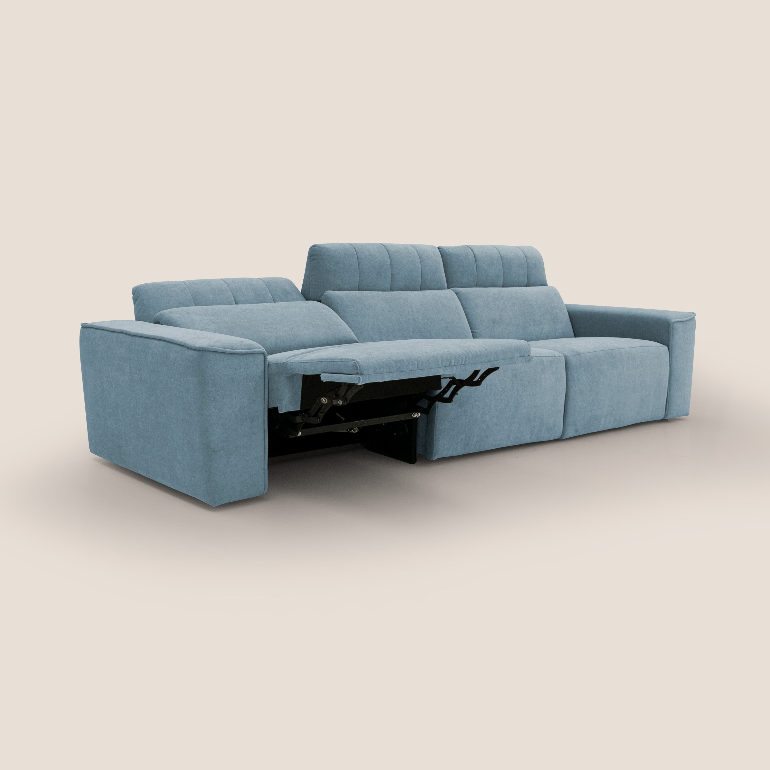 Clark Divano modulare 3 sedute con opzione relax elettrico in tessuto smacchiabile impermeabile T17 carta da zucchero - divani.store