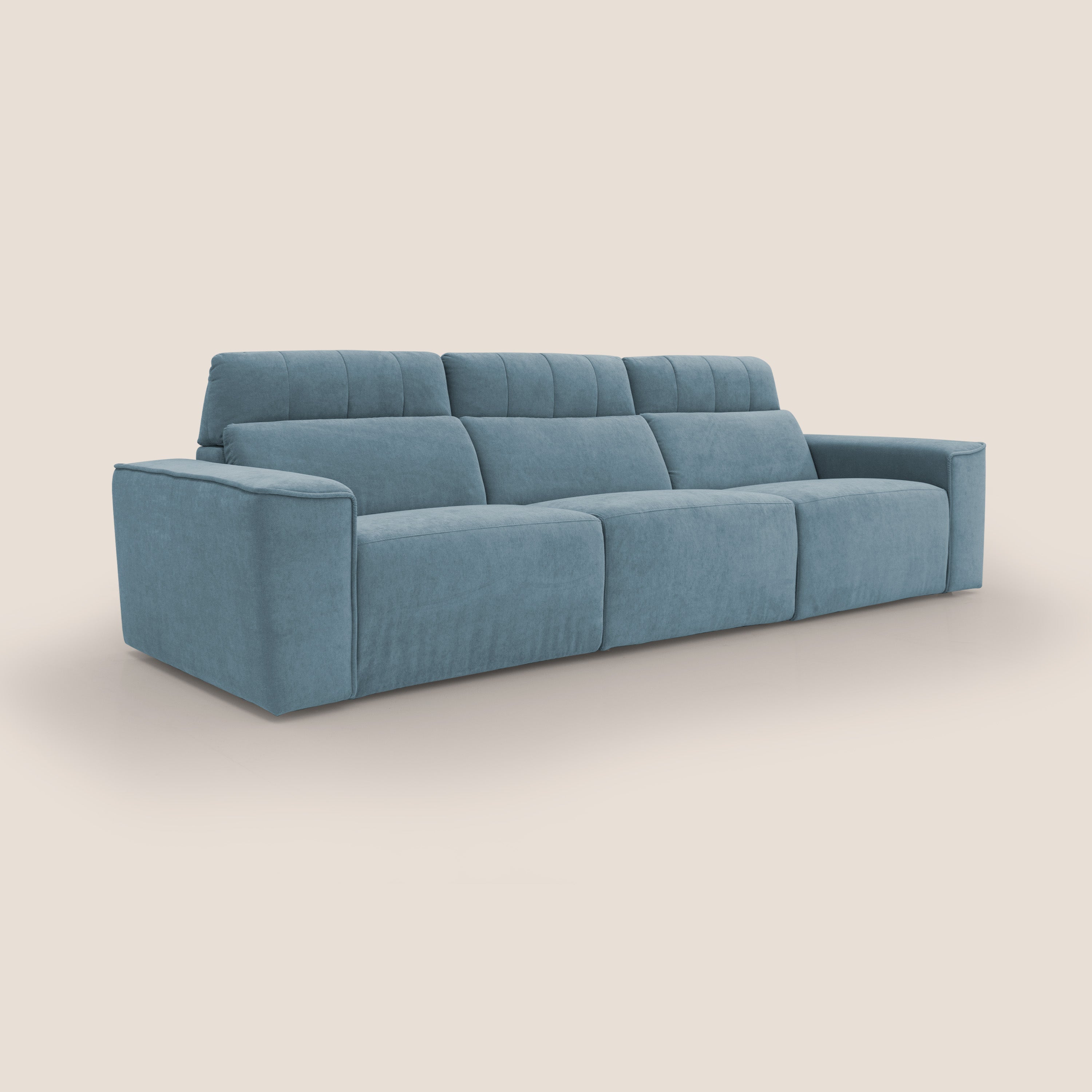 Clark Divano modulare 3 sedute con opzione relax elettrico in tessuto smacchiabile impermeabile T17 carta da zucchero - divani.store