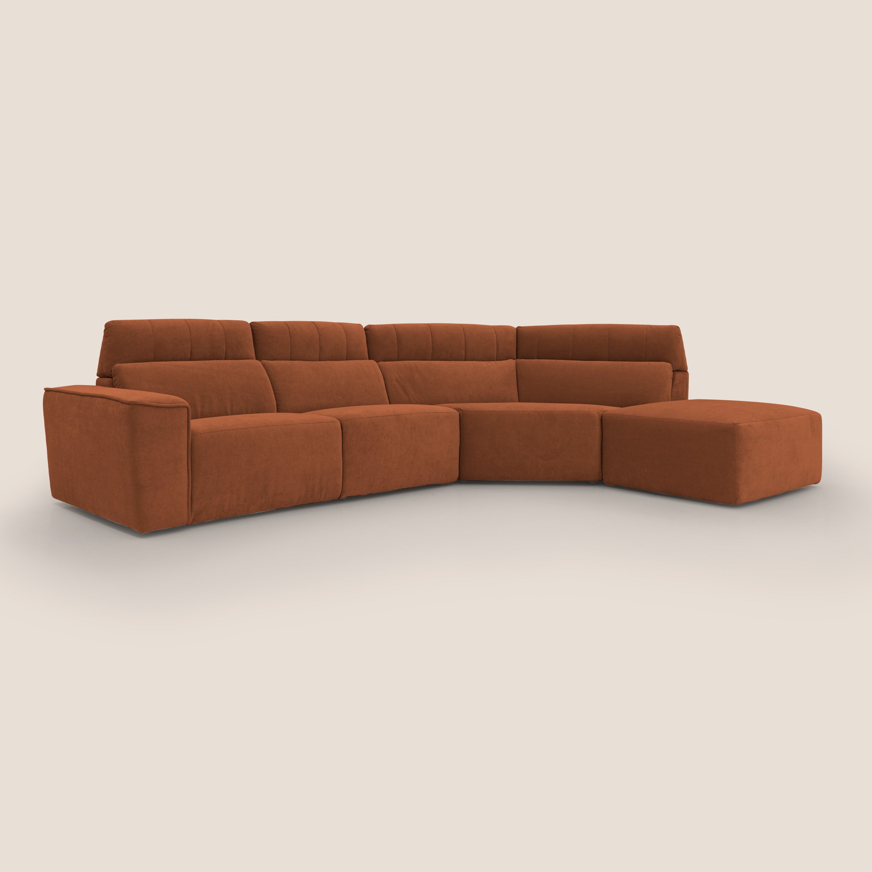 Clark Divano angolare con opzione relax elettrico in tessuto smacchiabile impermeabile T17 arancio - divani.store
