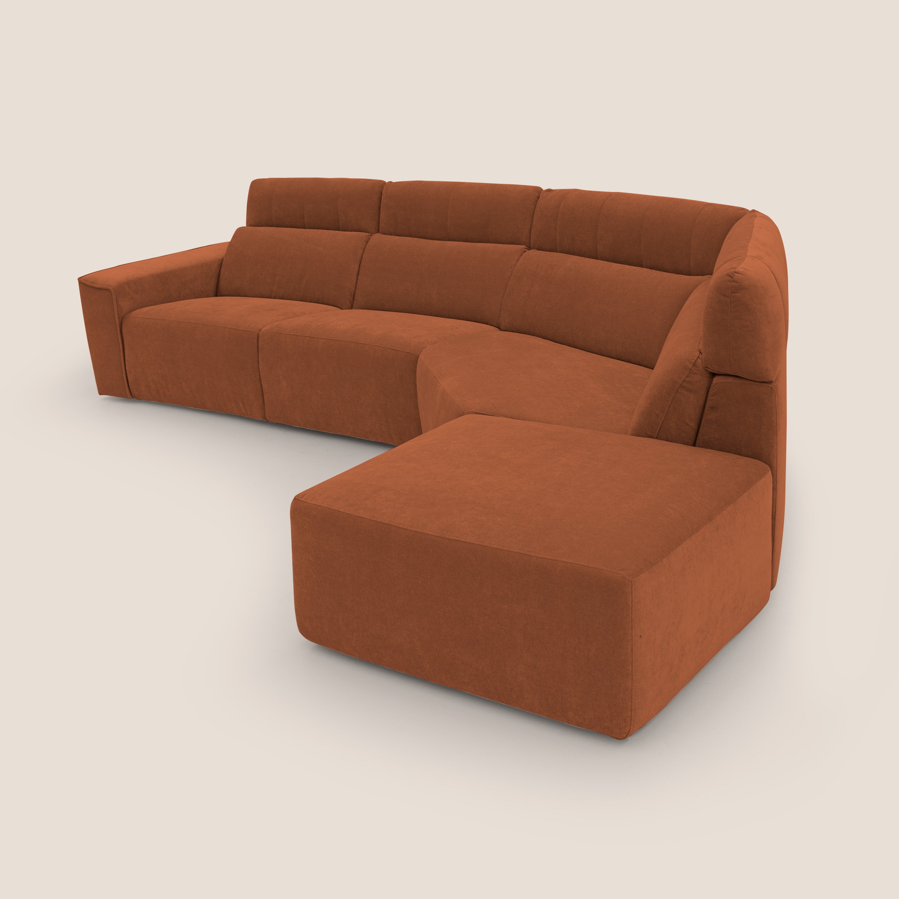 Clark Divano angolare con opzione relax elettrico in tessuto smacchiabile impermeabile T17 arancio - divani.store
