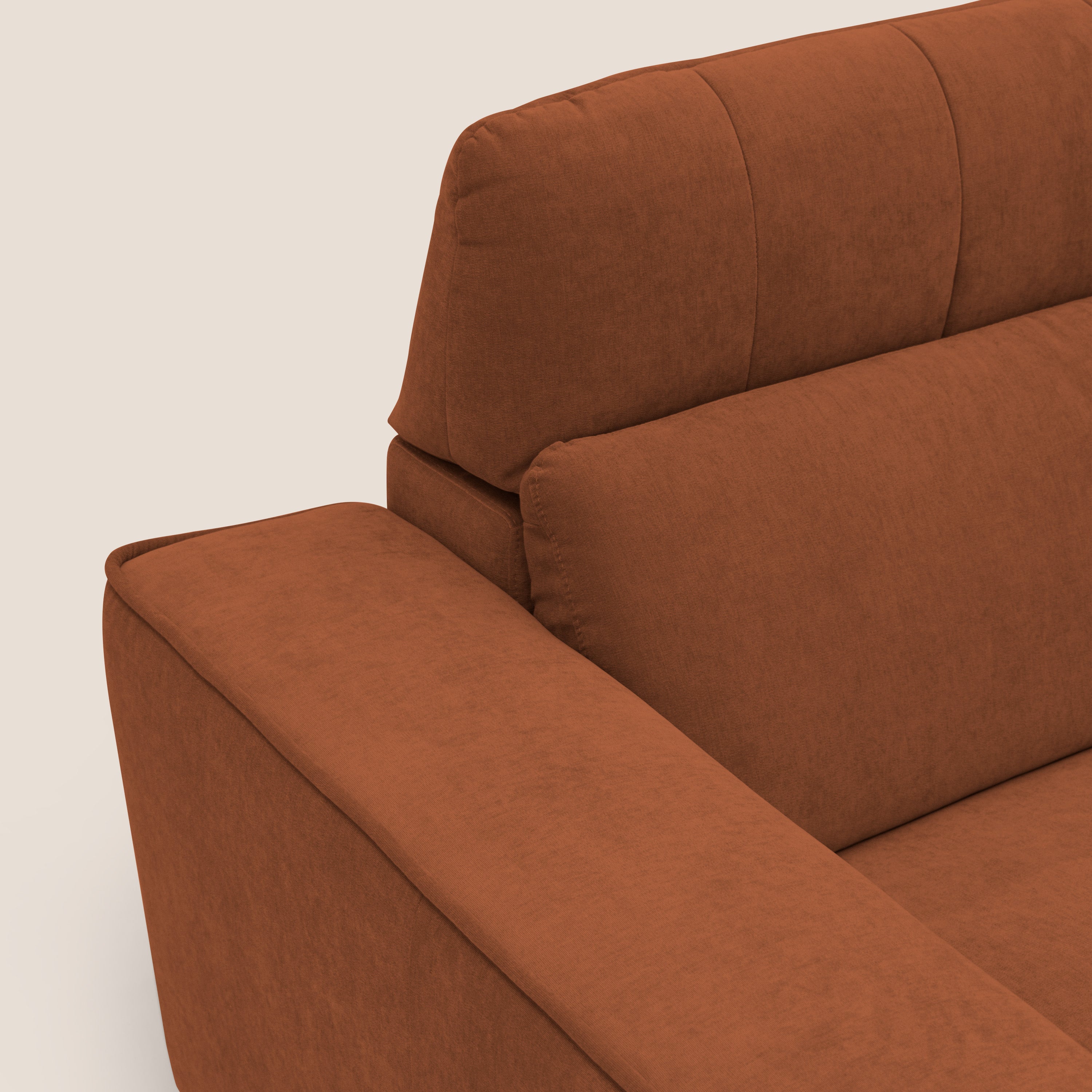 Clark Divano modulare angolare REVERSIBILE con opzione relax elettrico in tessuto smacchiabile impermeabile T17 arancio - divani.store