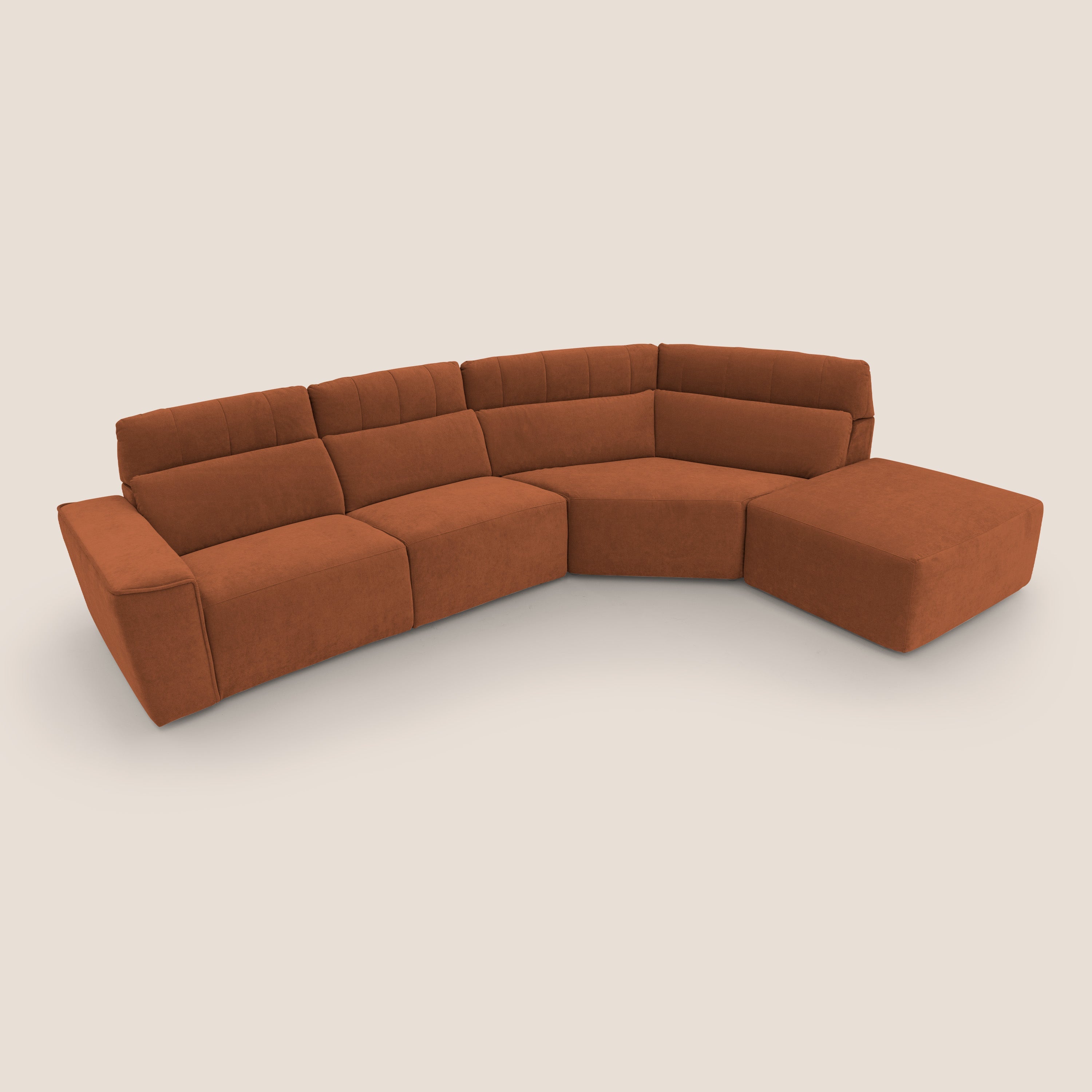 Clark Divano angolare con opzione relax elettrico in tessuto smacchiabile impermeabile T17 arancio - divani.store