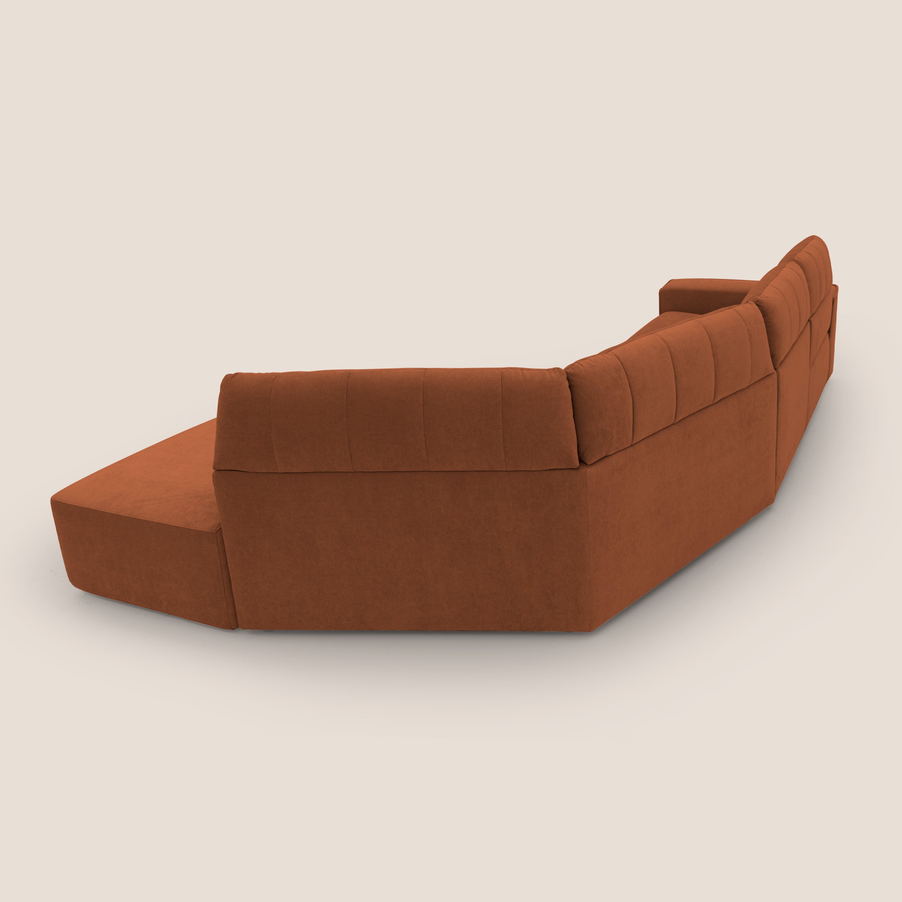 Clark Divano angolare con opzione relax elettrico in tessuto smacchiabile impermeabile T17 arancio - divani.store