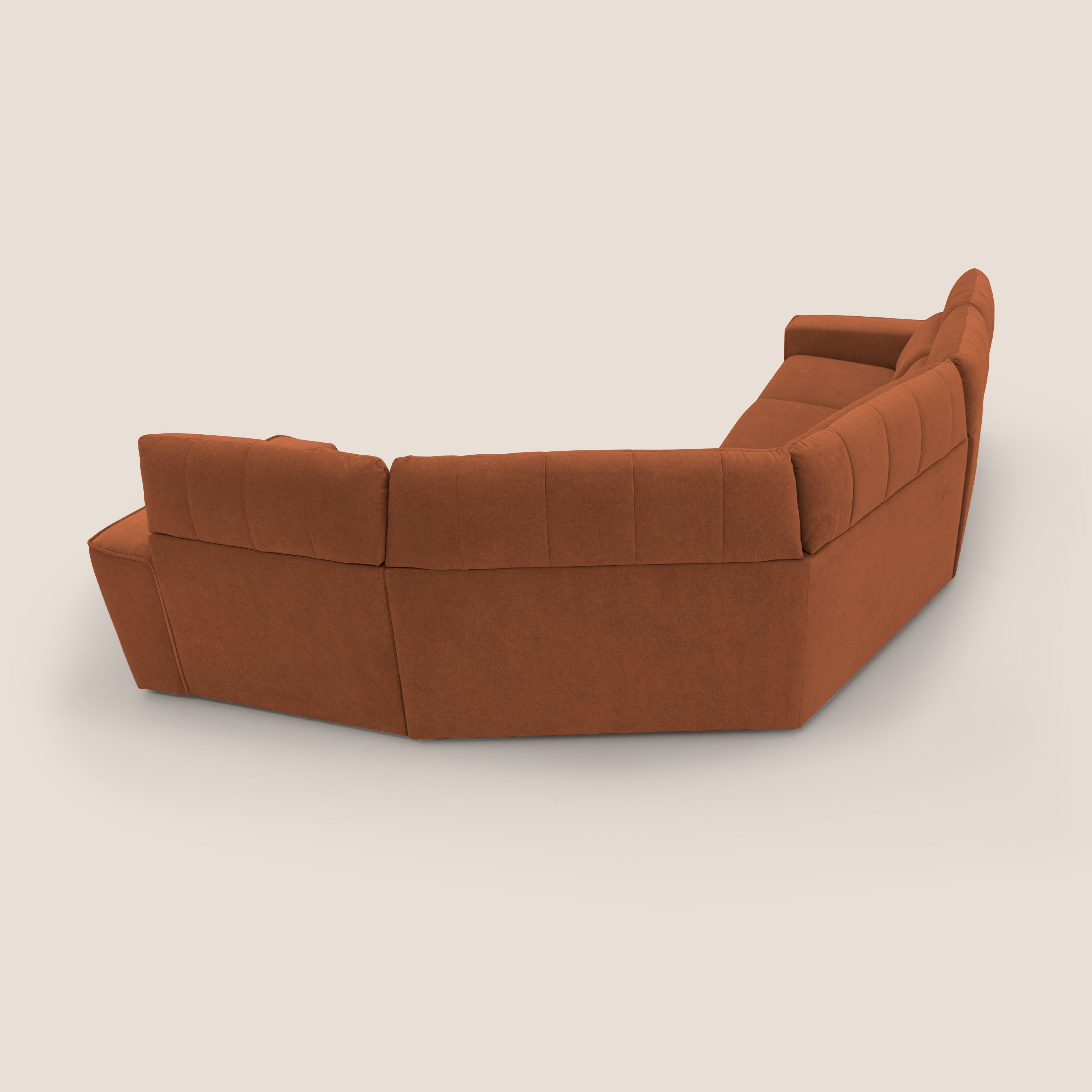 Clark Divano modulare angolare REVERSIBILE con opzione relax elettrico in tessuto smacchiabile impermeabile T17 arancio - divani.store