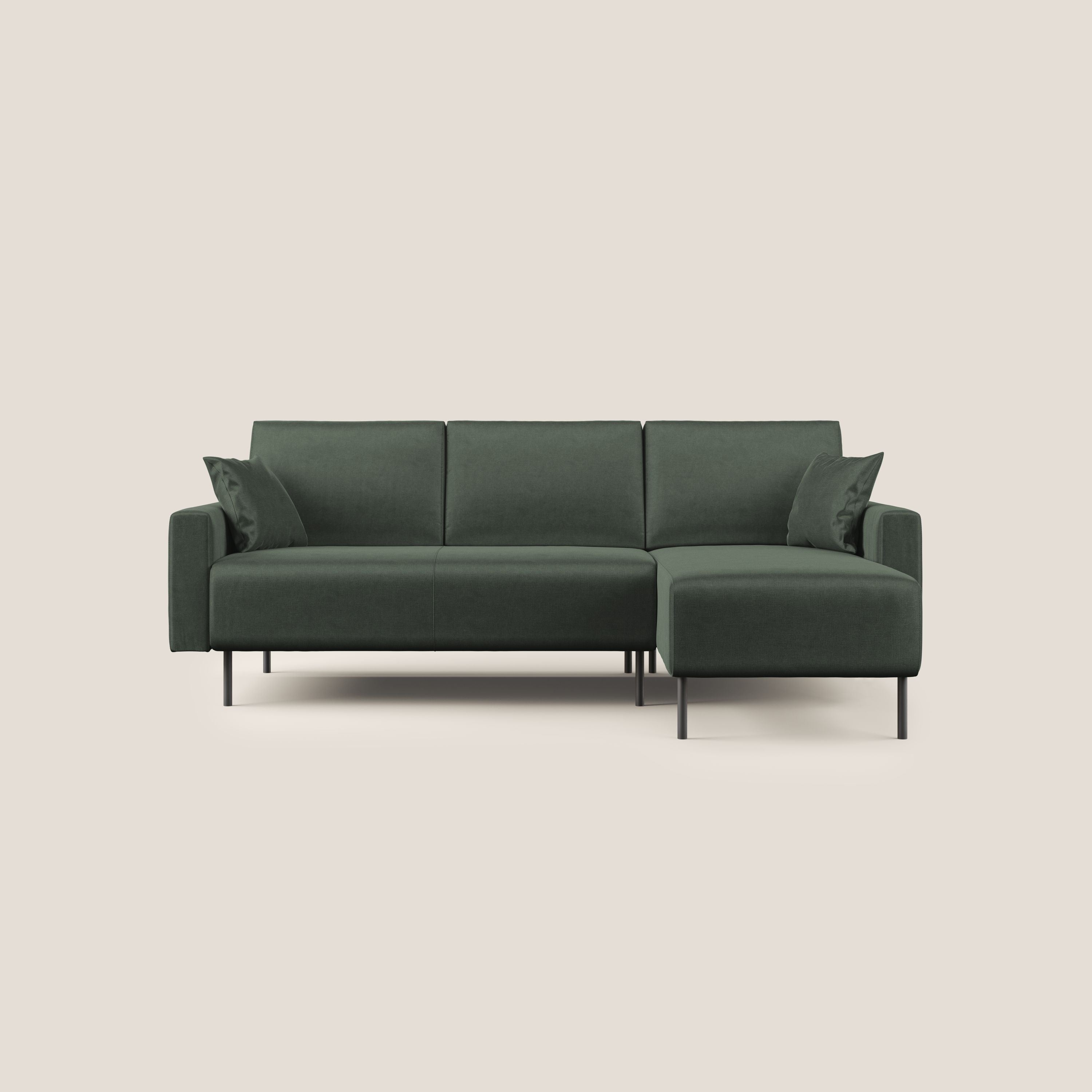 Arthur divano moderno angolare in velluto morbido impermeabile T01 verde - divani.store
