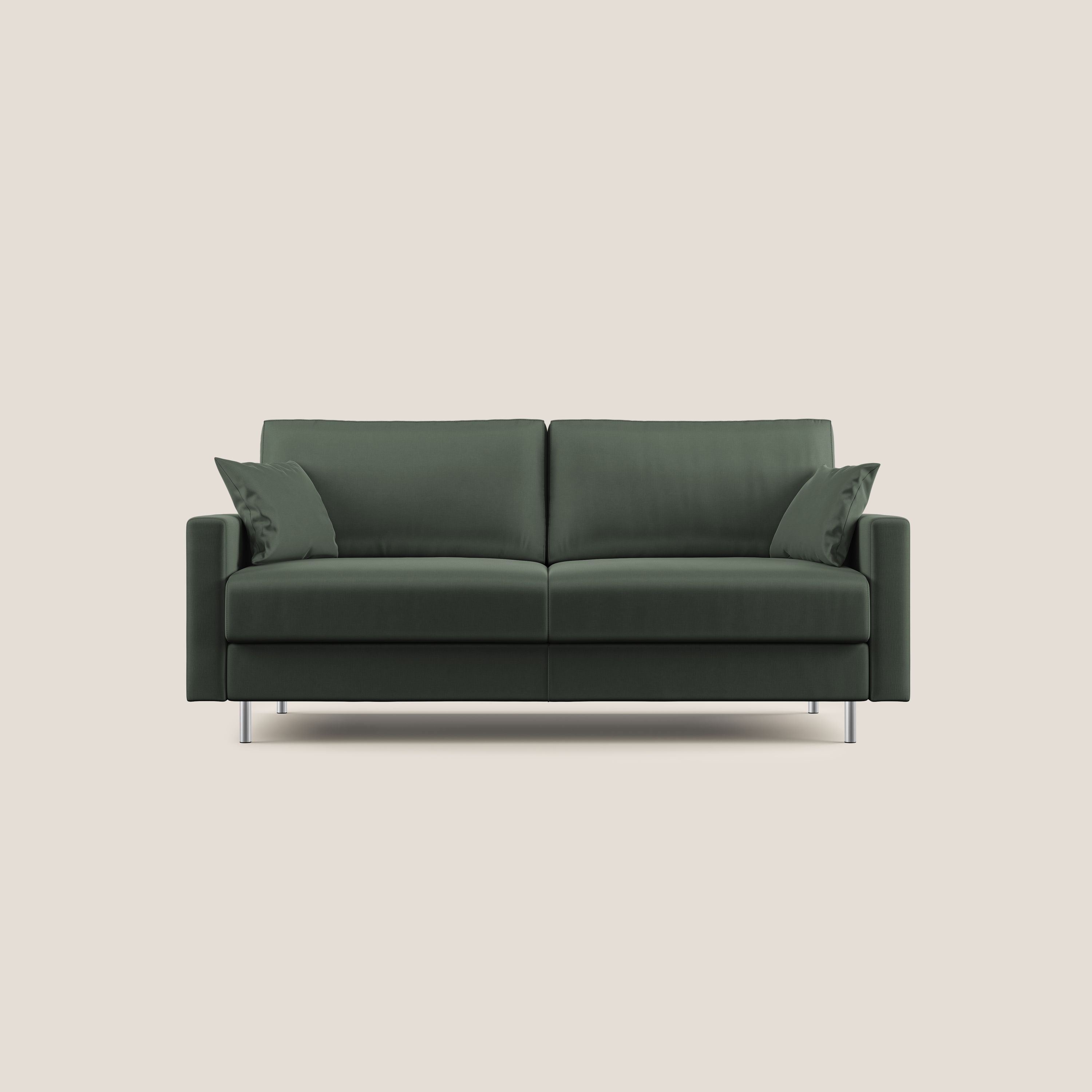 Andromeda divano letto matrimoniale in velluto morbido impermeabile T01 verde - divani.store