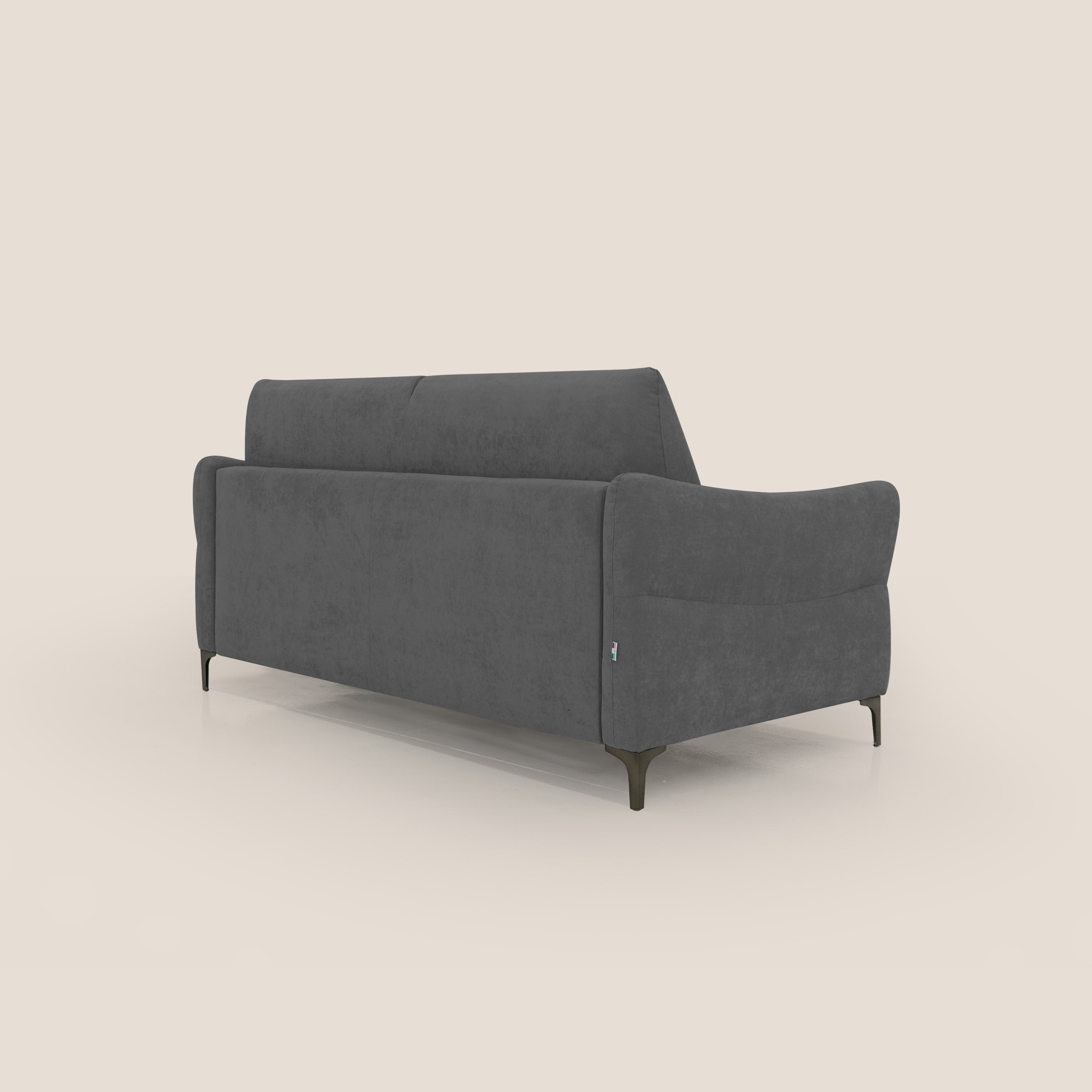 Dalia divano letto con materasso H18 cm e piedi alti in raffinato tessuto smacchiabile T17 antracite - divani.store