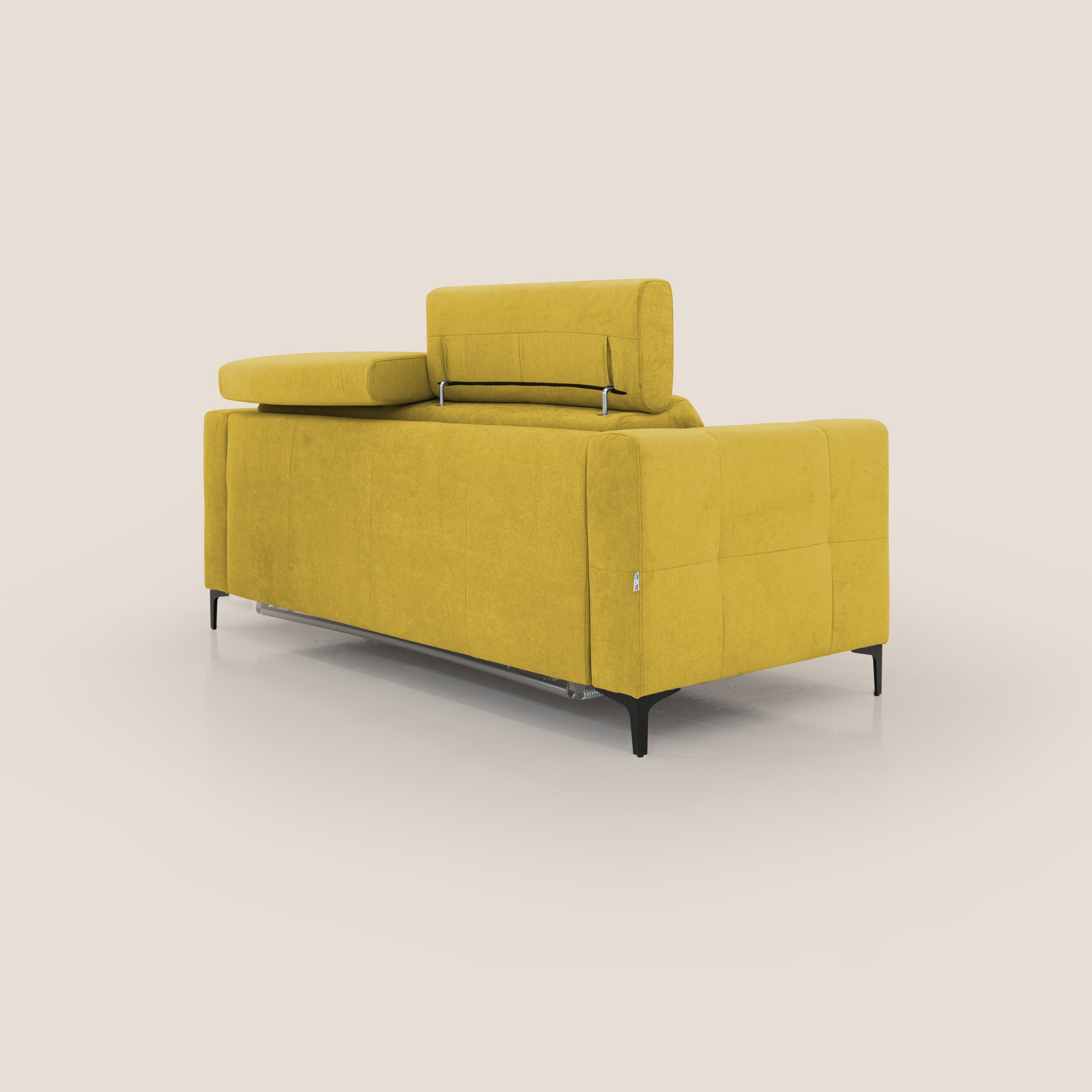 Gardenia divano letto materasso alto 18 cm con poggiatesta reclinabili e rivestimento impermeabile T02 giallo - divani.store