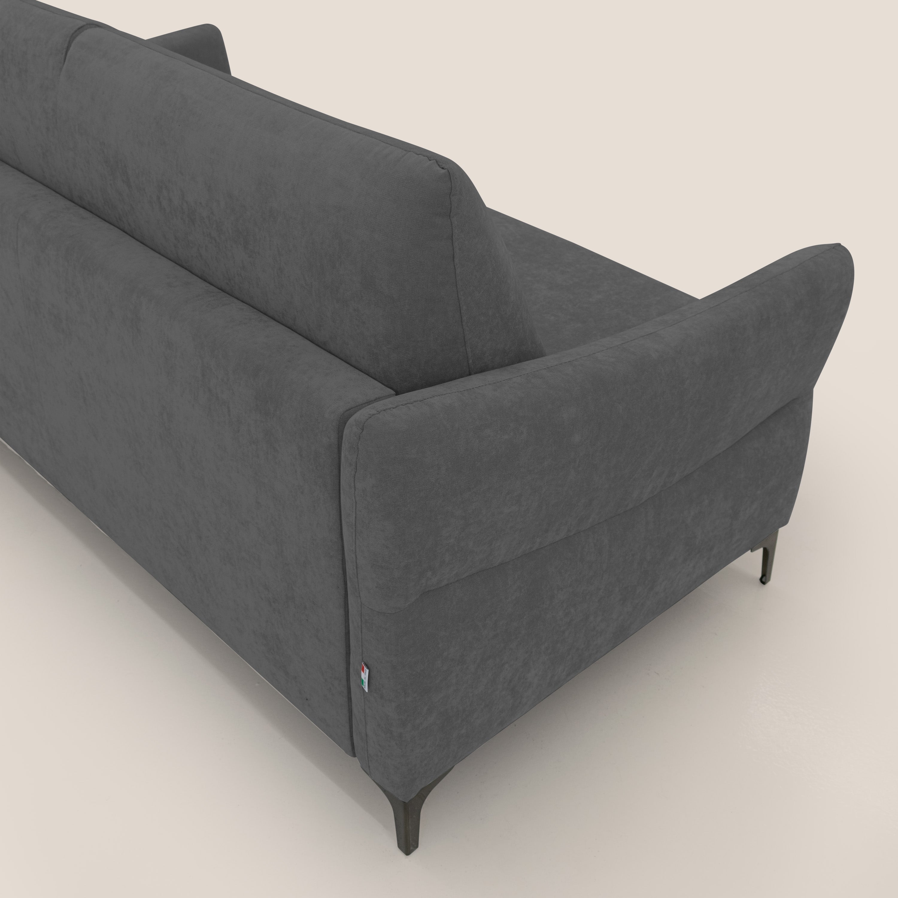 Dalia divano letto con materasso H18 cm e piedi alti in raffinato tessuto smacchiabile T17 antracite - divani.store