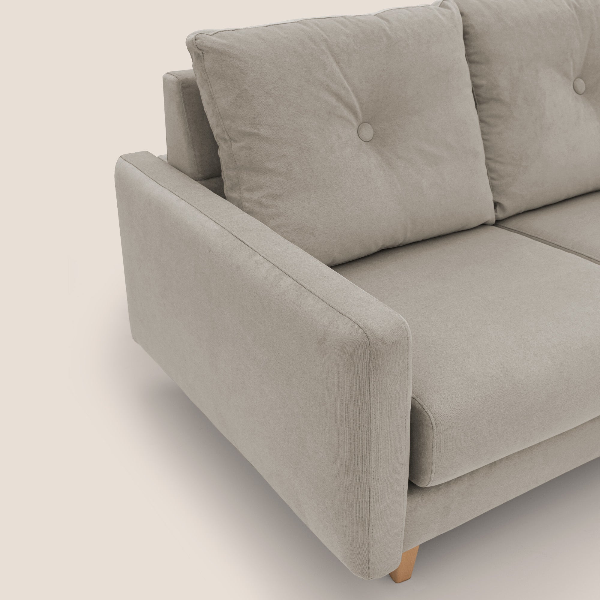 Matisse divano a 3 sedute allungabili e schienali in piuma d'oca in tessuto smacchiabile T17 beige - divani.store