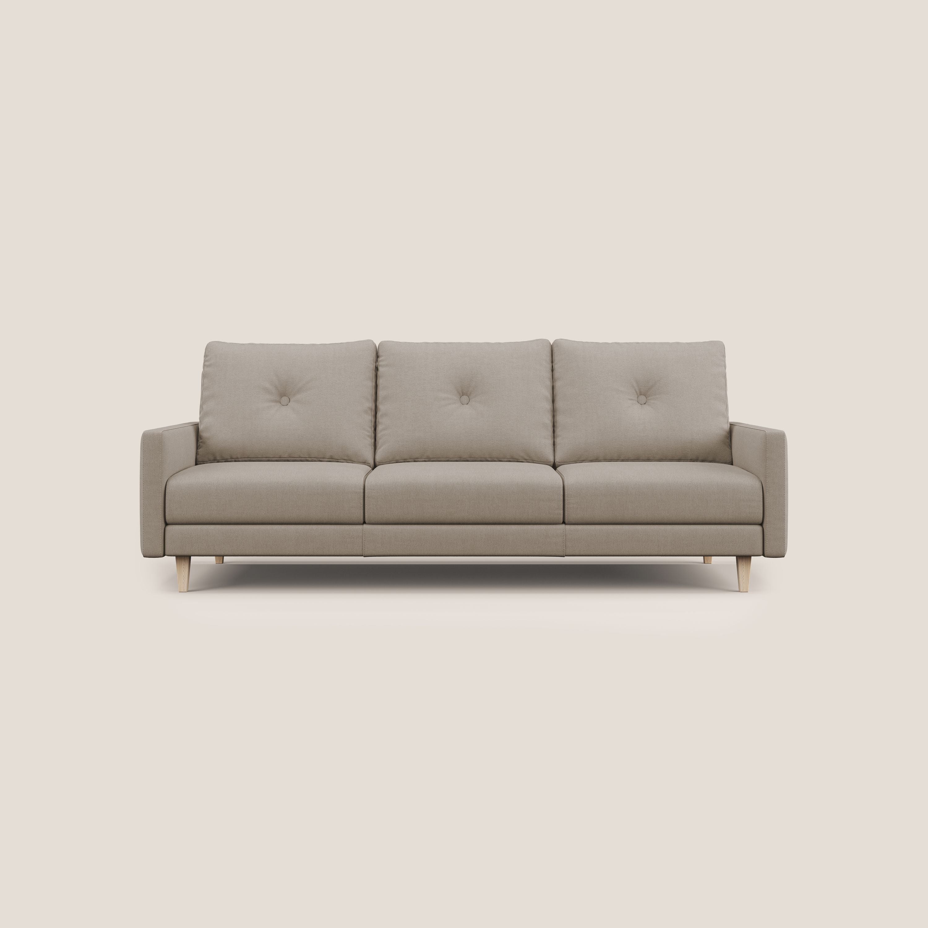 Matisse divano a 3 sedute allungabili e schienali in piuma d'oca in tessuto smacchiabile T17 beige - divani.store