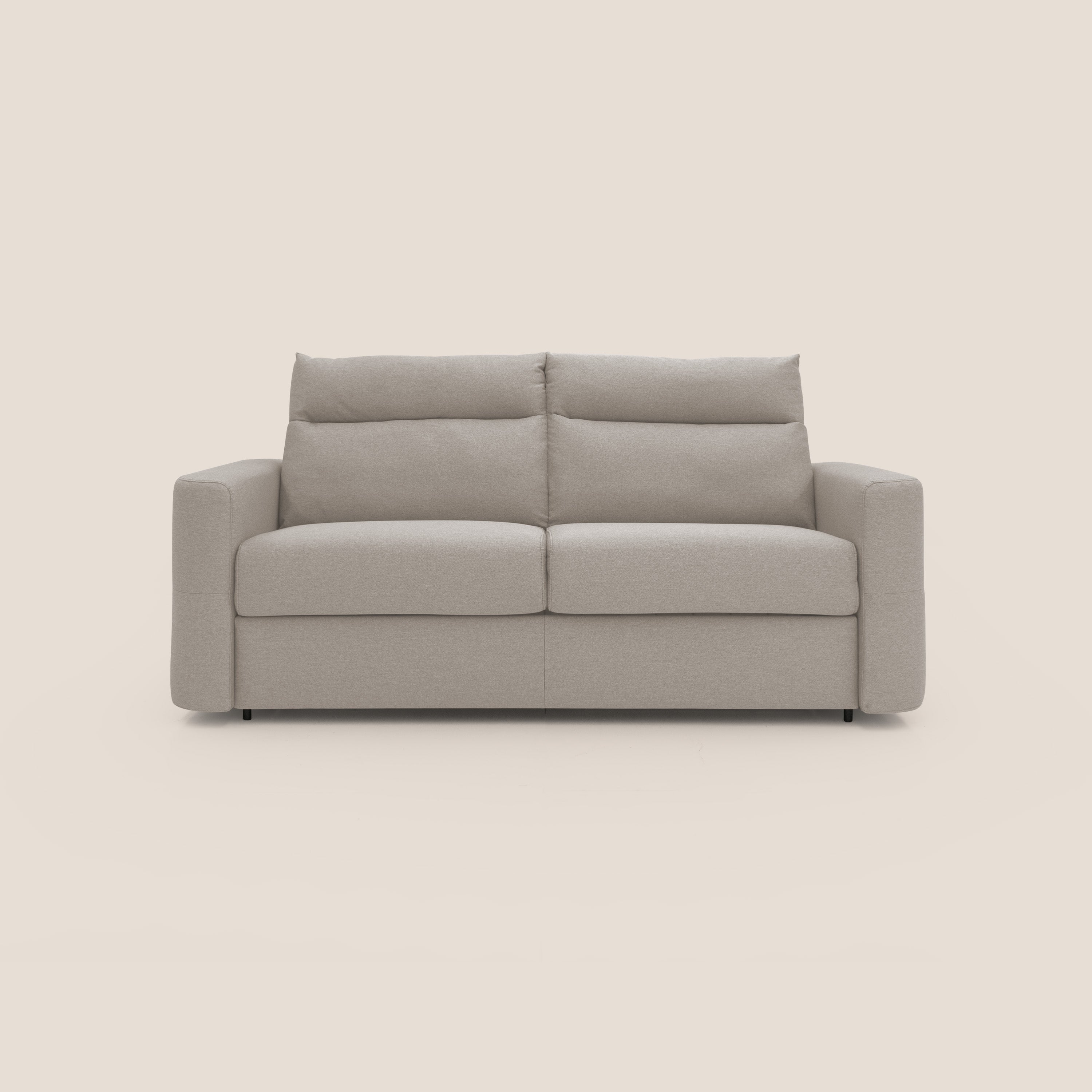 Cupido Divano letto materasso H18 cm e schienale alto in tessuto impermeabile simil cotone T13 panna - divani.store