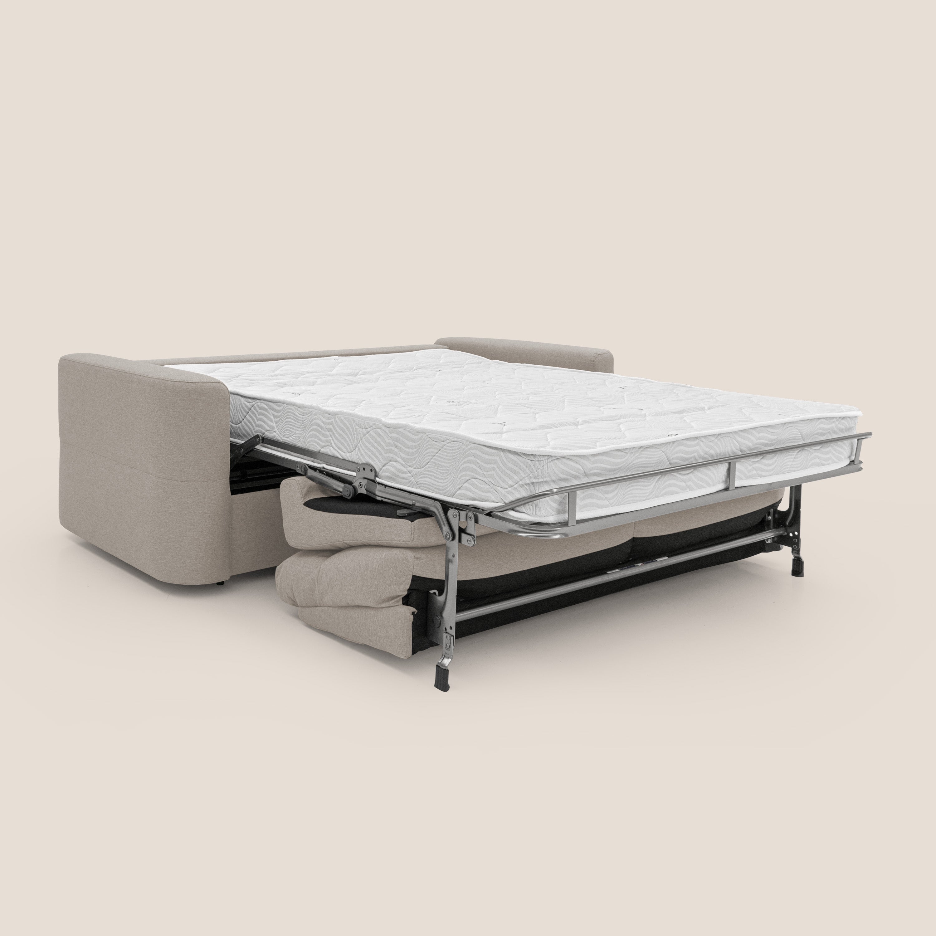 Cupido Divano letto materasso H18 cm e schienale alto in tessuto impermeabile simil cotone T13 panna - divani.store