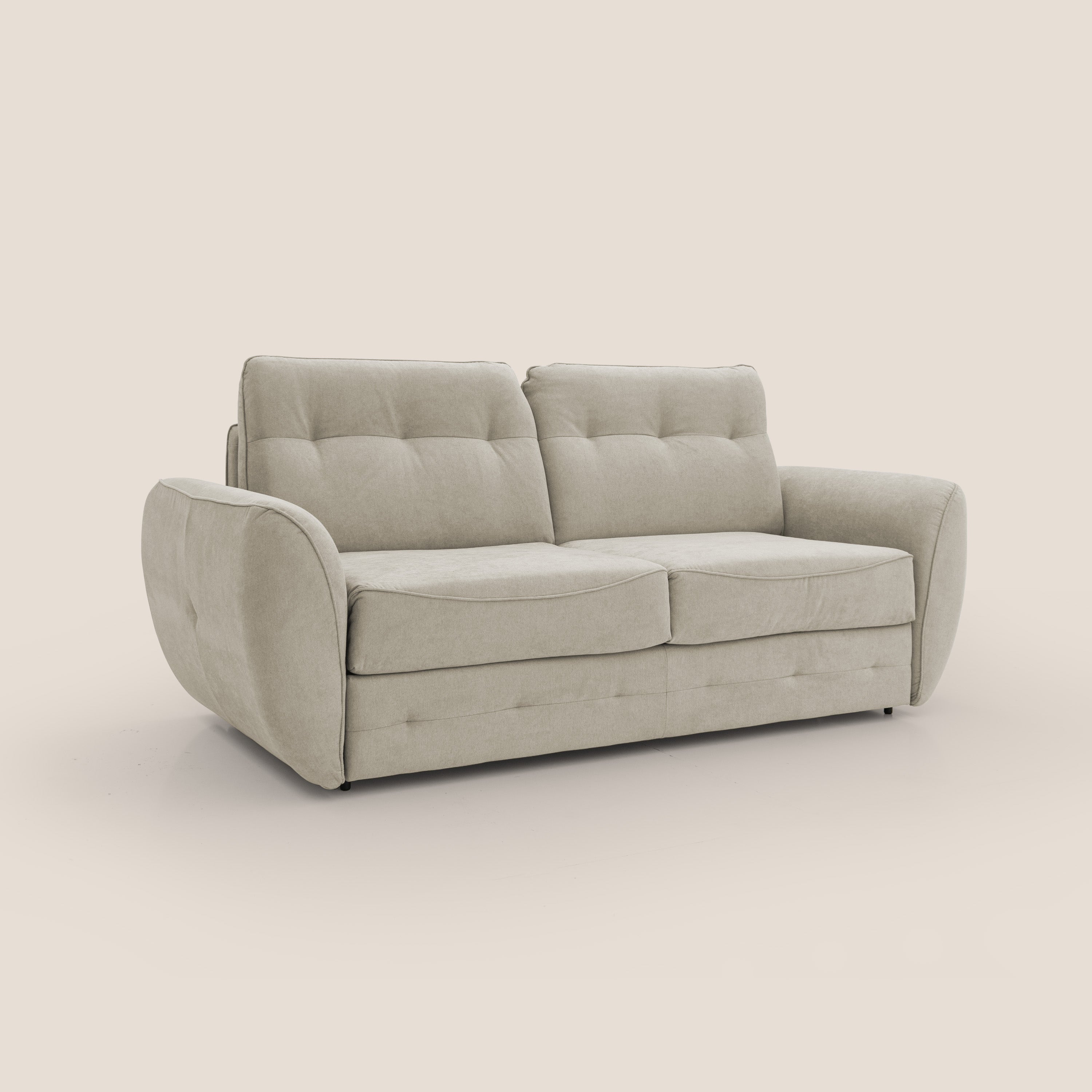 Zeus Divano letto scandinavo con schienale alto in tessuto impermeabile T02 panna - divani.store