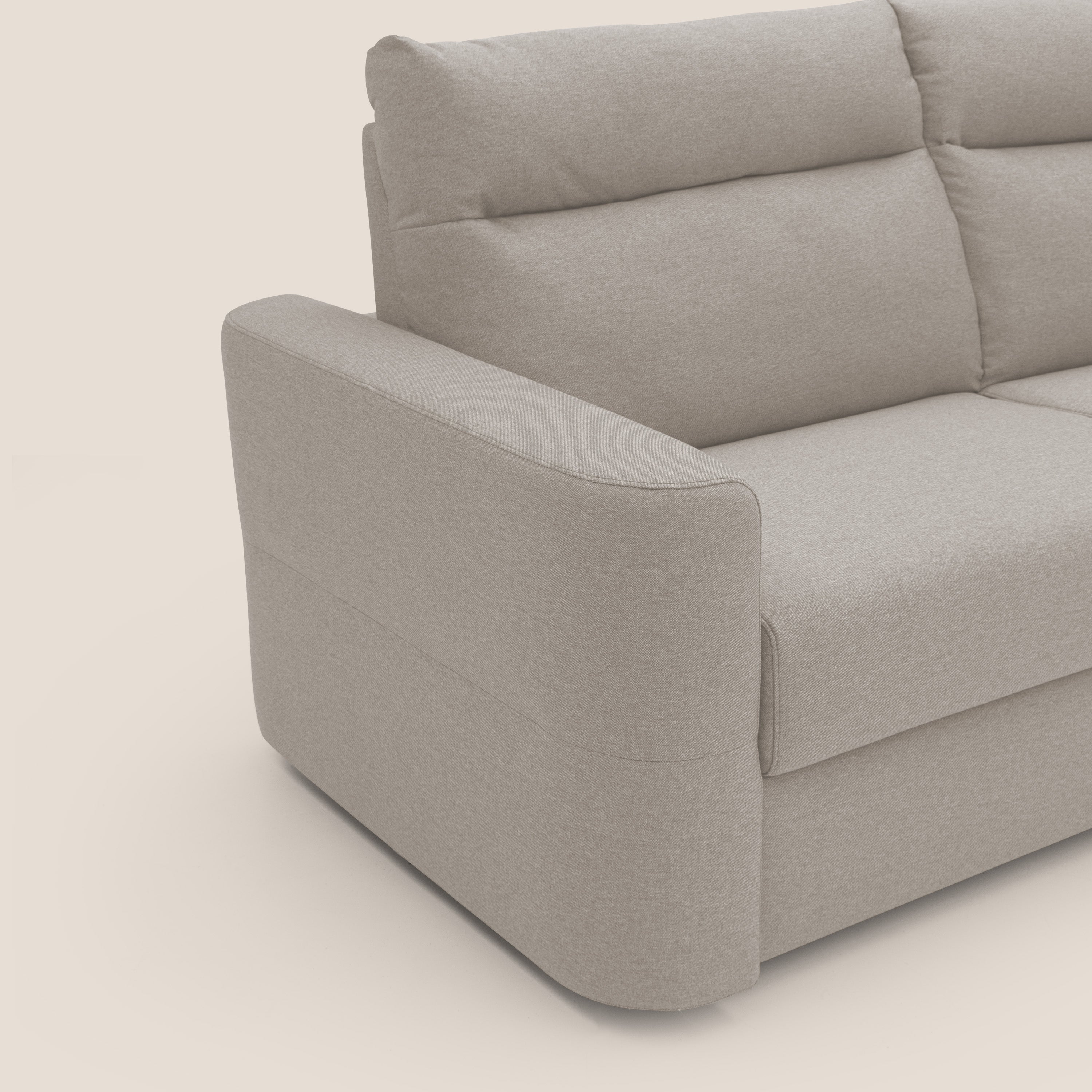 Cupido Divano letto materasso H18 cm e schienale alto in tessuto impermeabile simil cotone T13 panna - divani.store