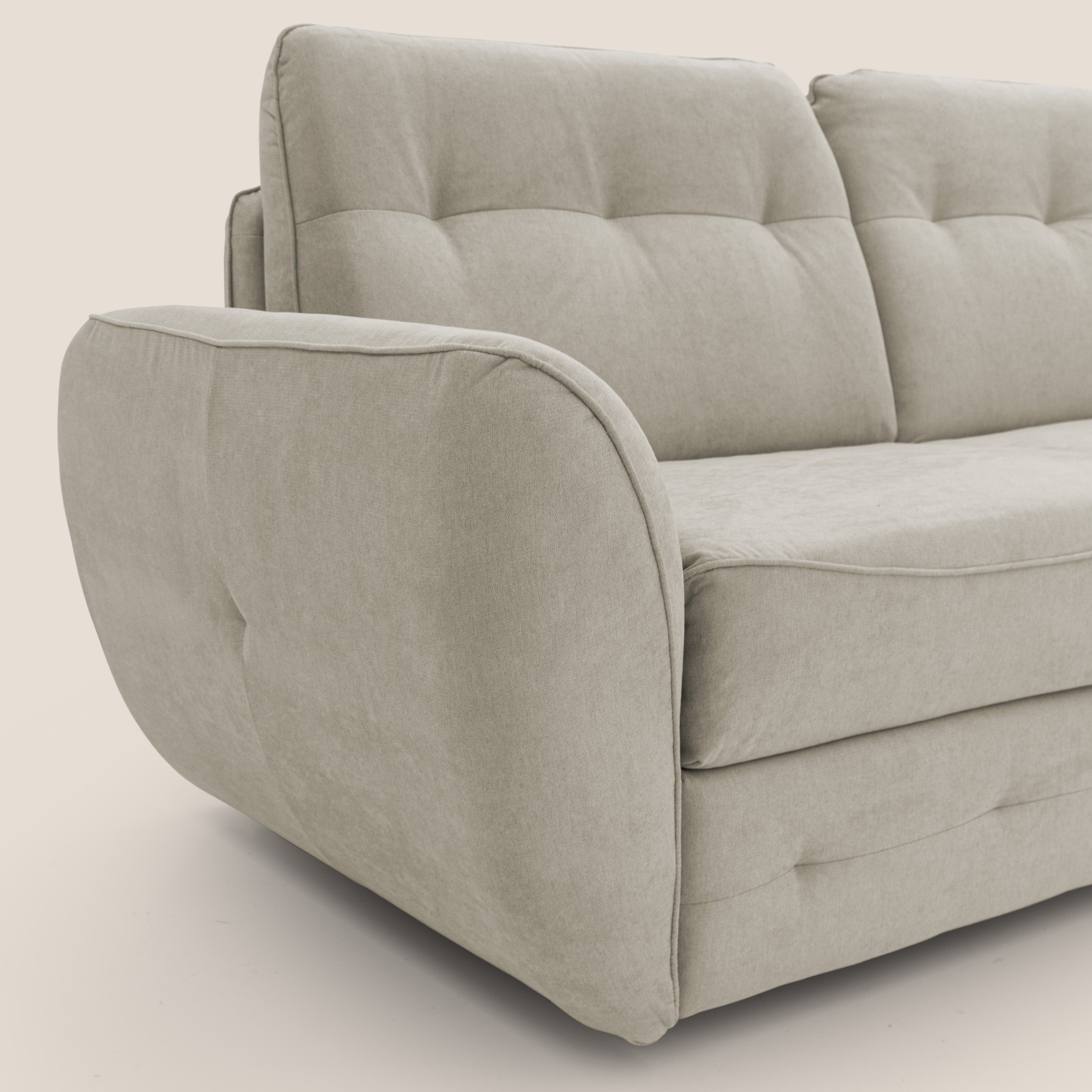 Zeus Divano letto scandinavo con schienale alto in tessuto impermeabile T02 panna - divani.store