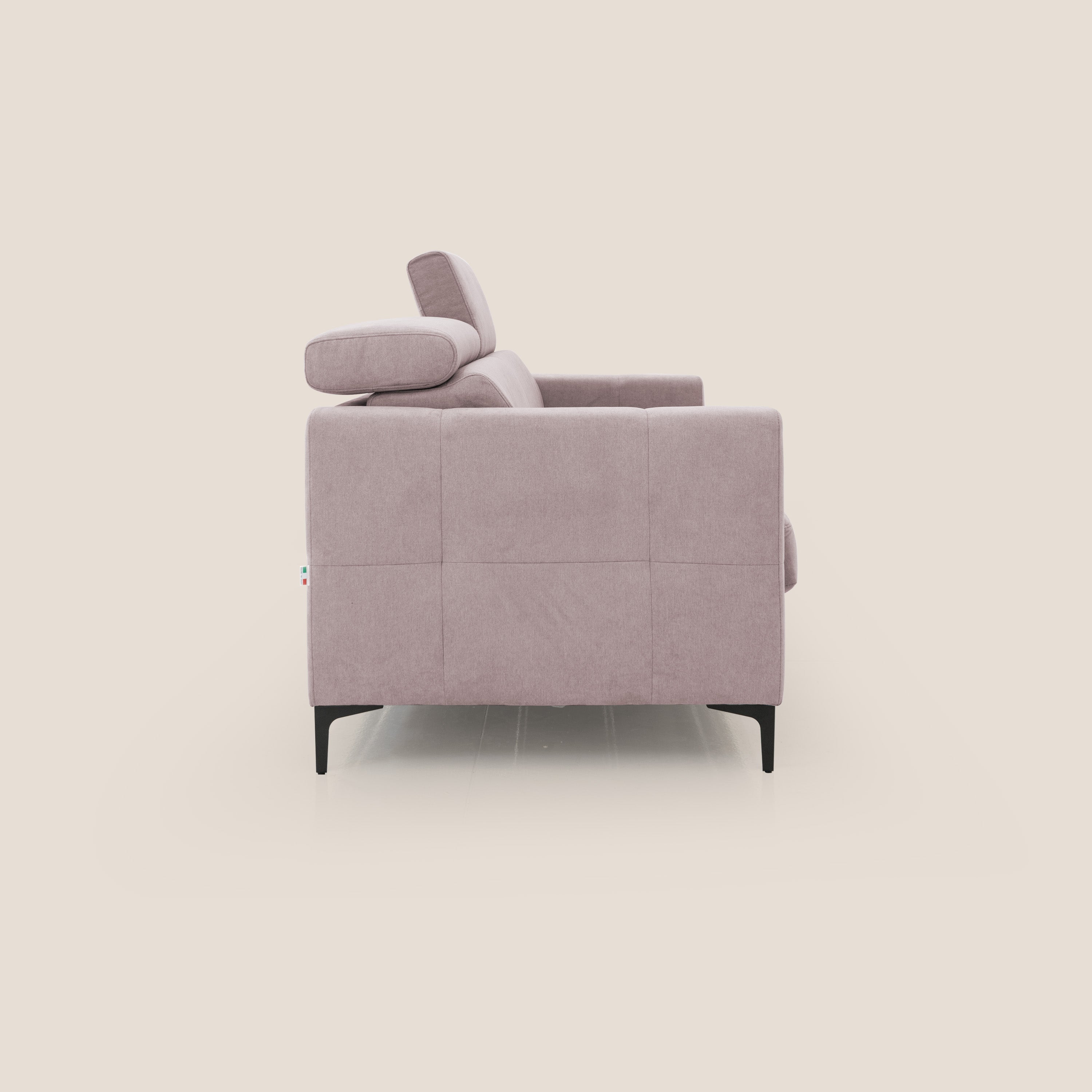 Gardenia divano letto materasso alto 18 cm con poggiatesta reclinabili e rivestimento impermeabile T02 rosa - divani.store