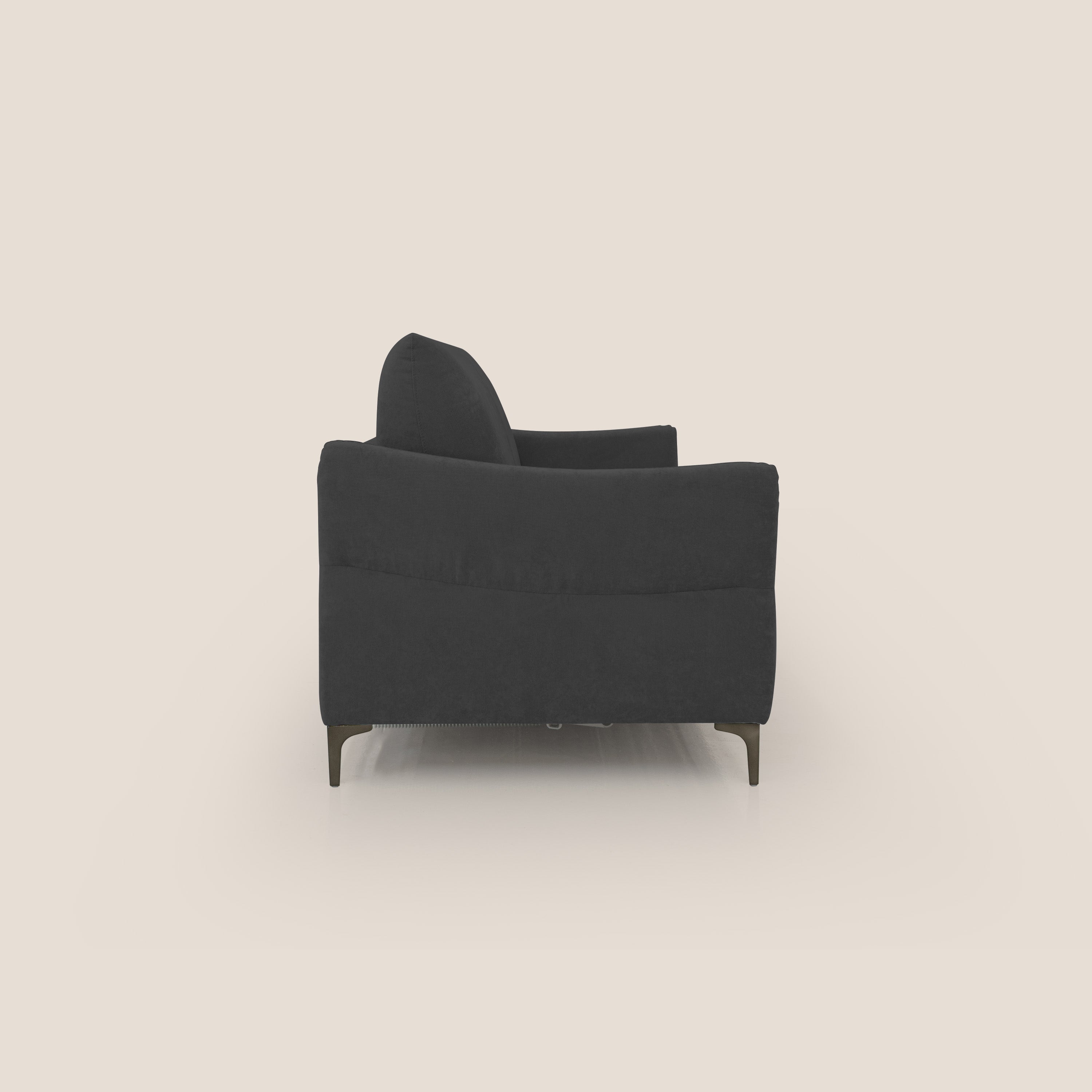 Dalia divano letto con materasso H18 cm e piedi alti in raffinato tessuto smacchiabile T17 nero - divani.store