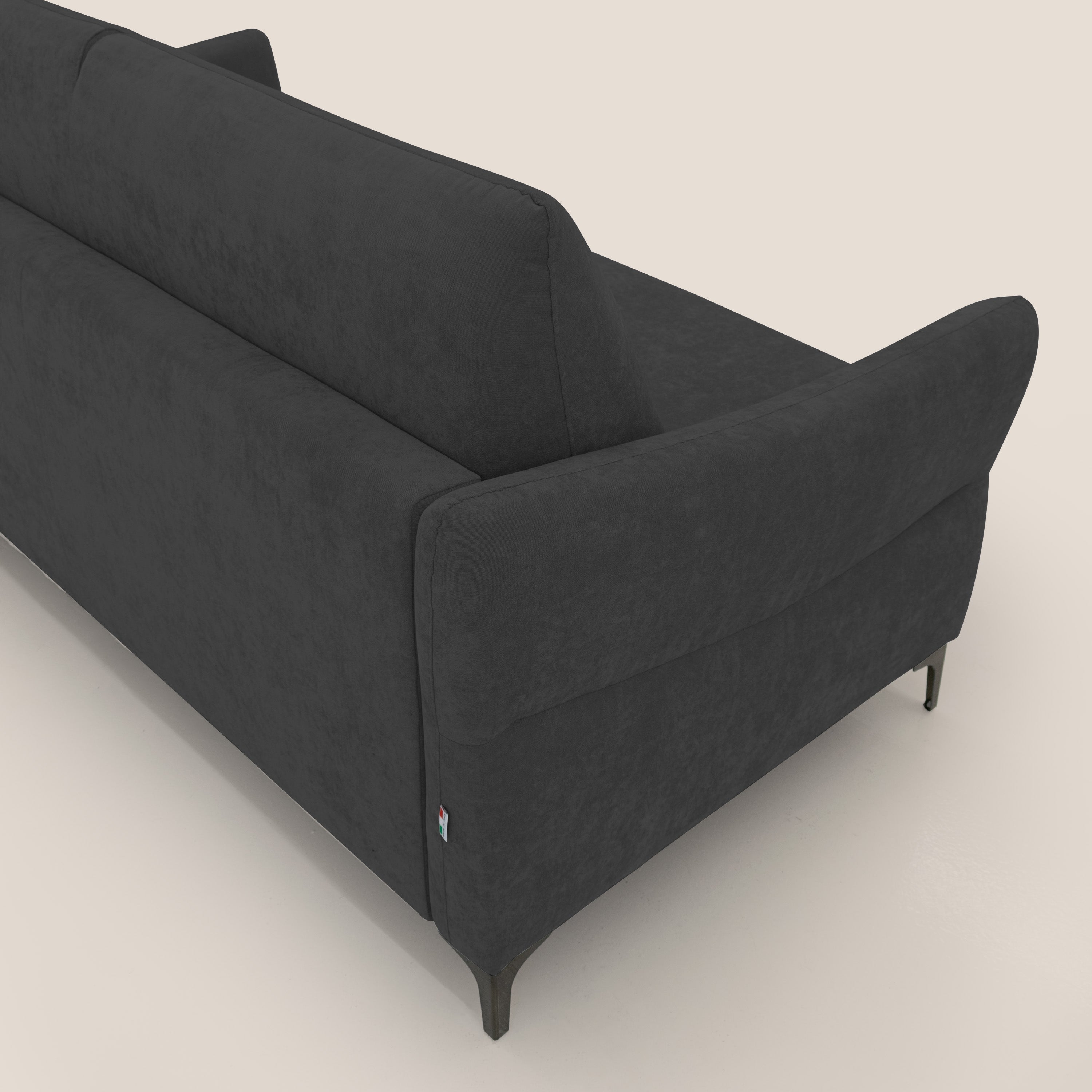 Dalia divano letto con materasso H18 cm e piedi alti in raffinato tessuto smacchiabile T17 nero - divani.store