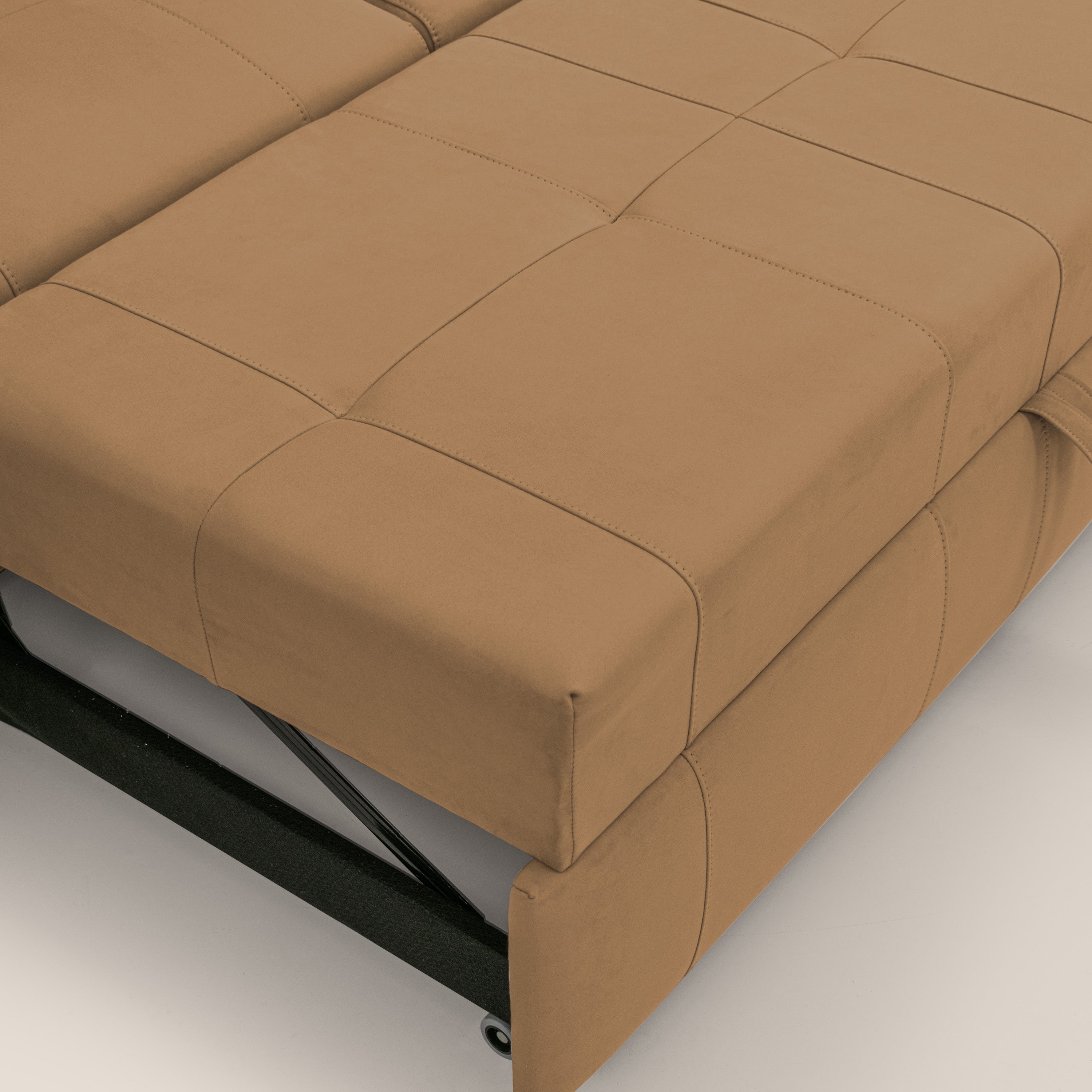 Kronos Divano angolare con pouf estraibile e penisola contenitore in microfibra impermeabile T11 cuoio - divani.store