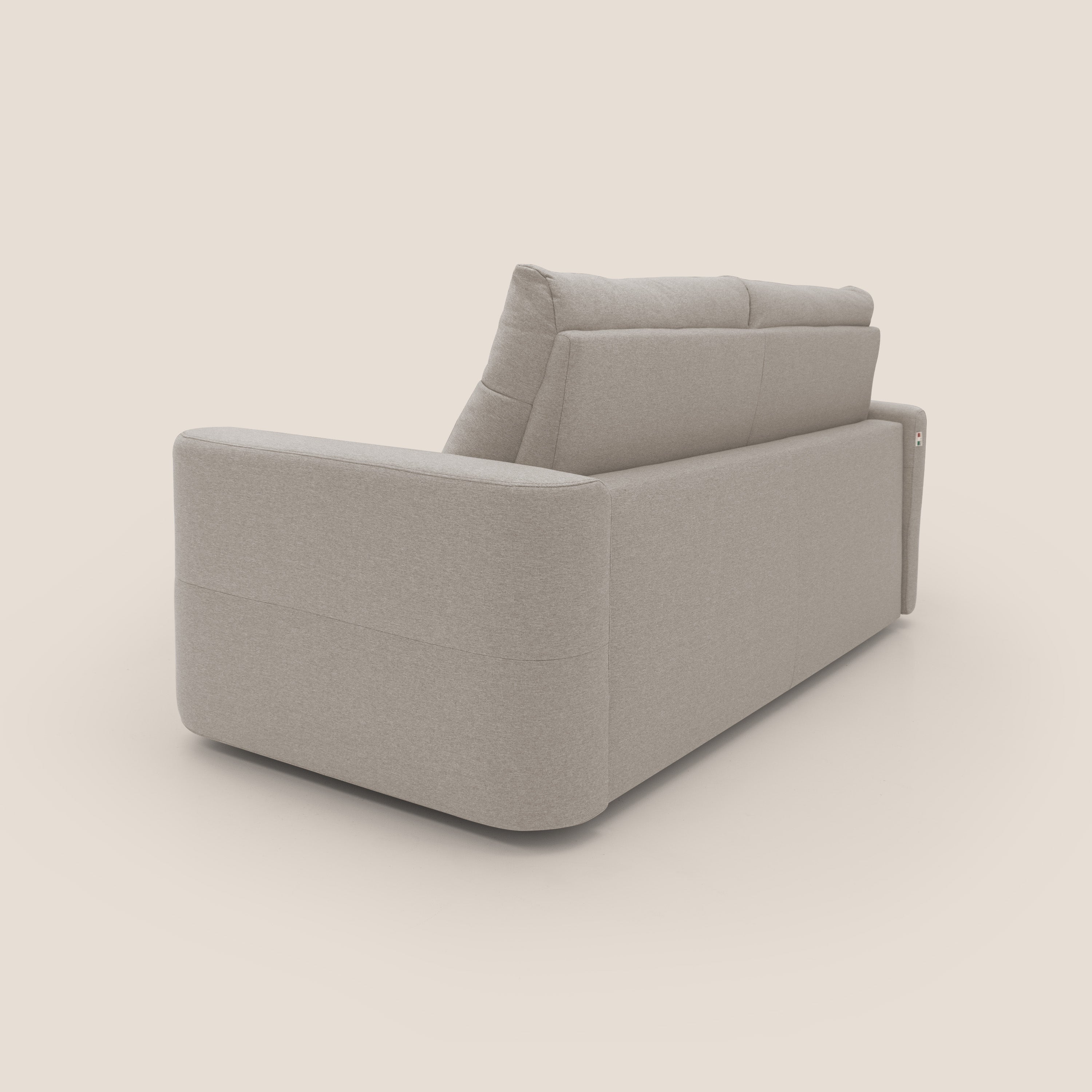 Cupido Divano letto materasso H18 cm e schienale alto in tessuto impermeabile simil cotone T13 panna - divani.store